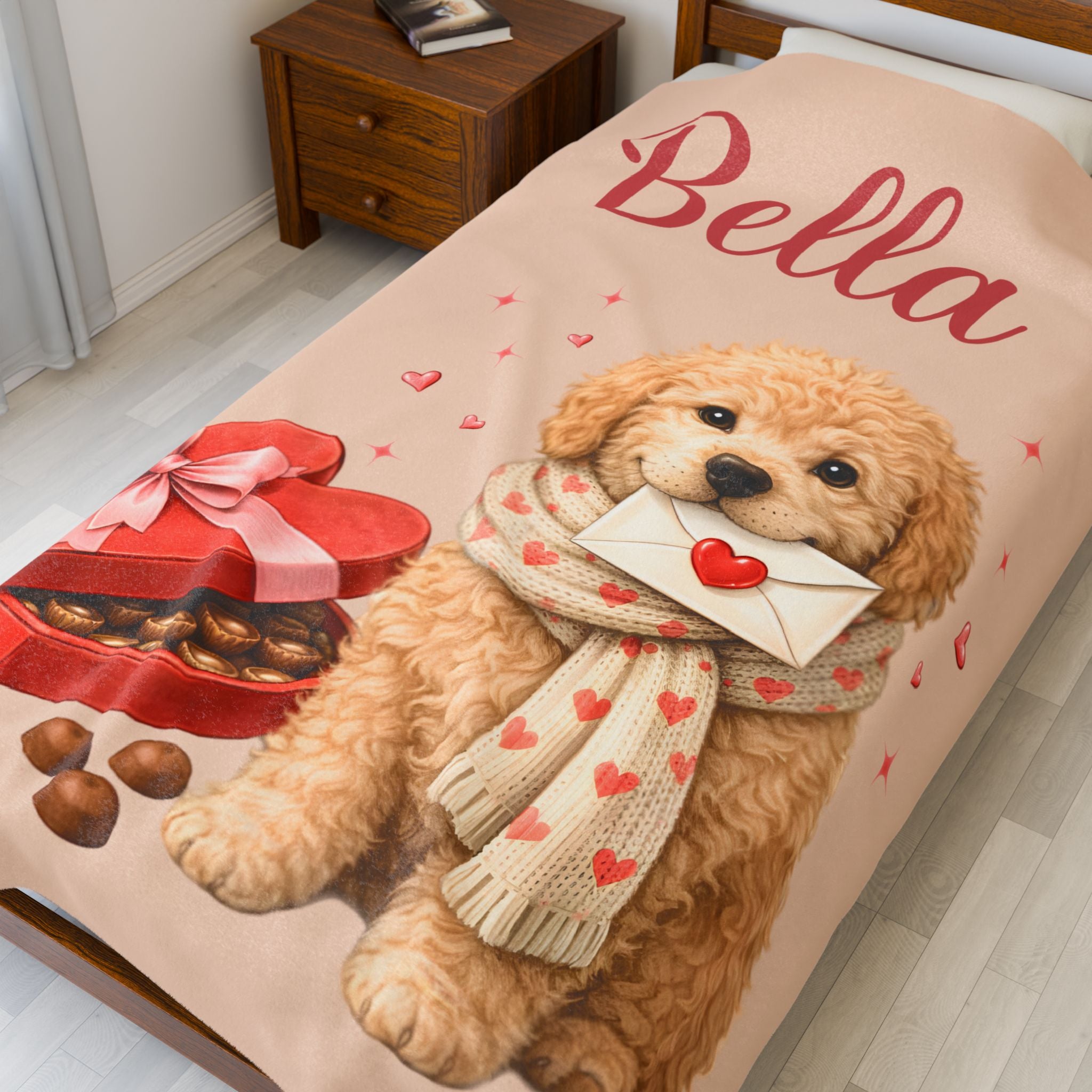 Valentines Day Goldendoodle Blanket | Valentine Plush Dog Lover Throw for Cozy Evenings