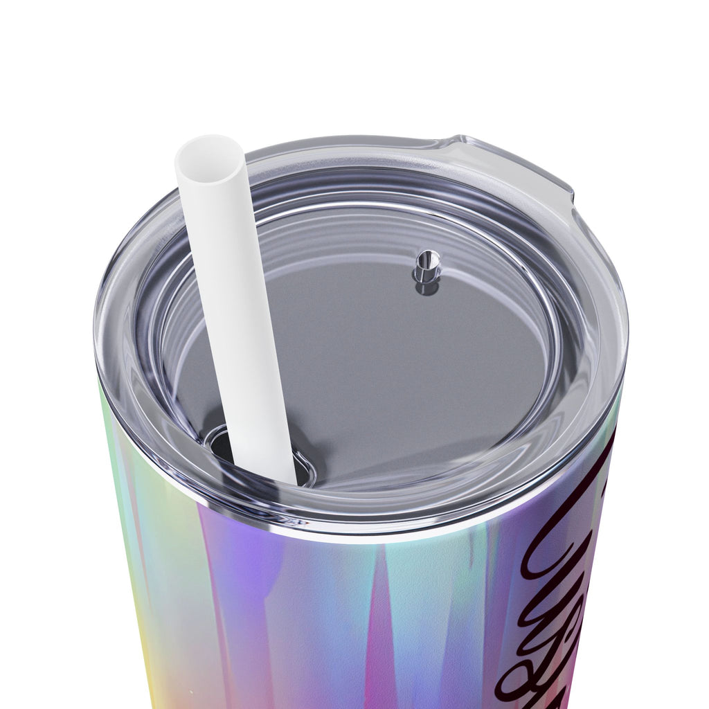 Personalized Iridescent Glitter Tumbler 20oz | Custom Name Cup Valentine Gift with Saying