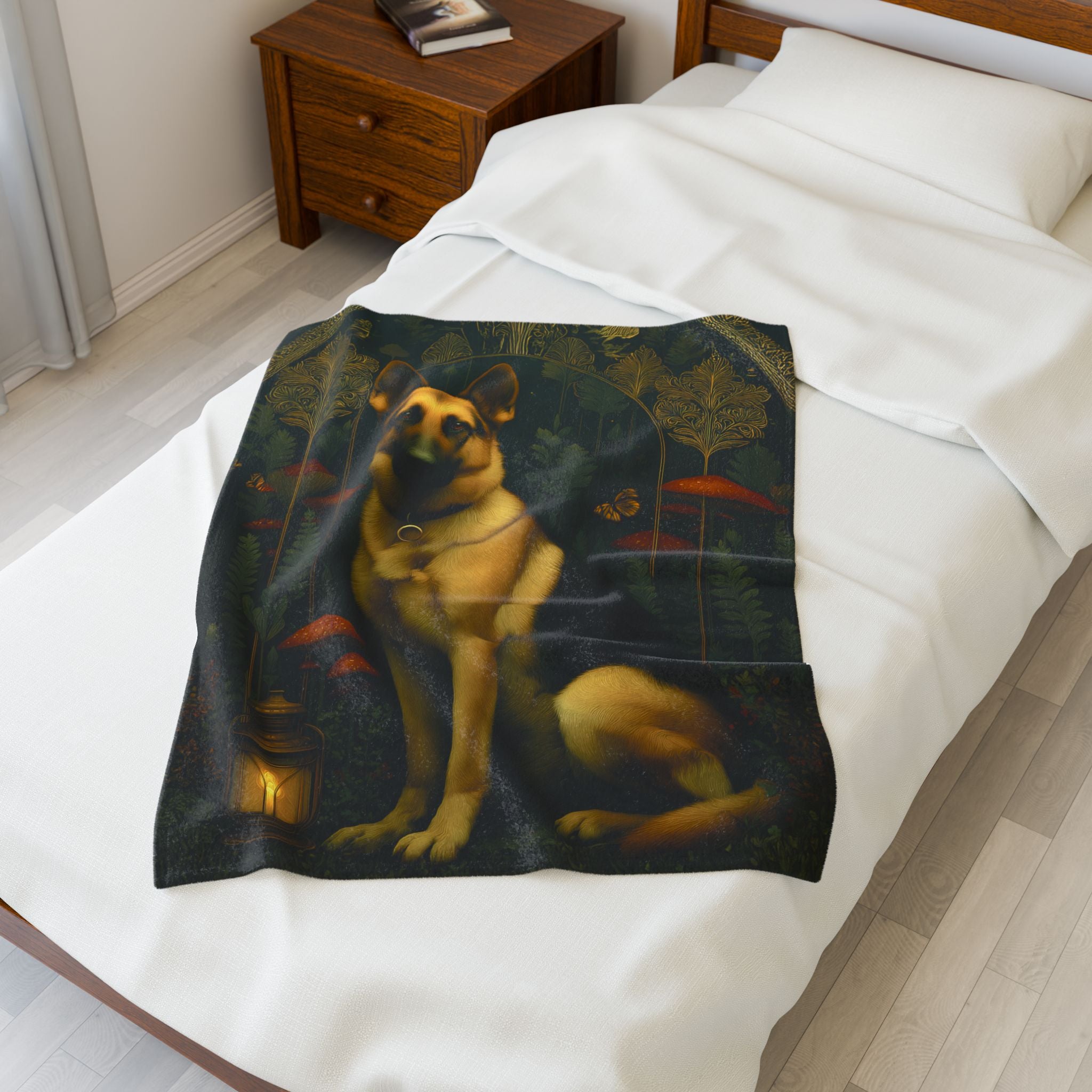 German Shepherd Blanket Plush | Cozy Caverncore Dog Throw for Cottagecore & Poetic Homes