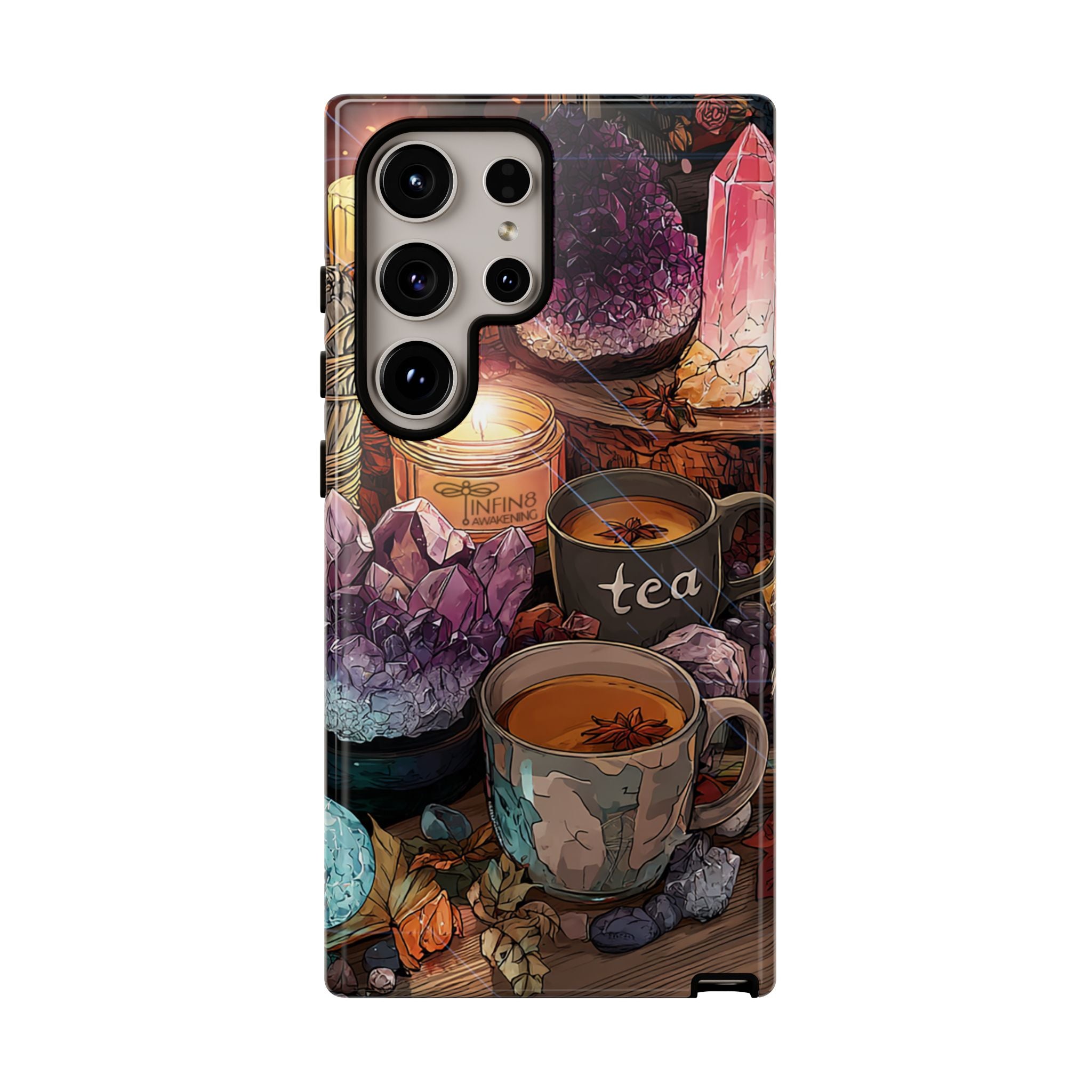 Mystical Crystal Phone Case, Cottagecore Samsung Case - Crystal Tea Lovers Phone Case, Spiritual iPhone Case, Samsung Magical FairyCore Case