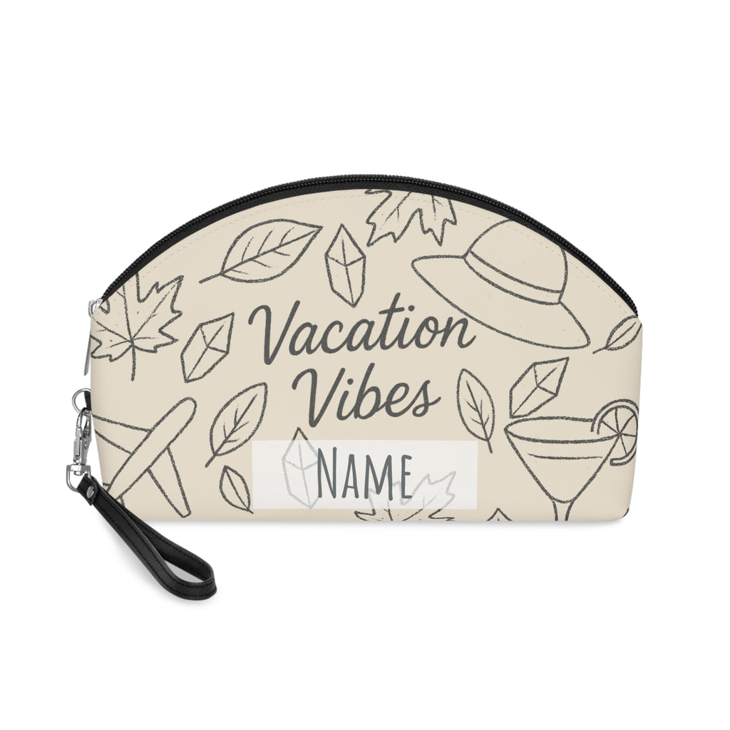 Ivory Personalized Makeup Bag, Vacation Vibes Cosmetic Case, Poolside Travel Pouch, Custom Bridesmaid Gift, Custom Party Favor