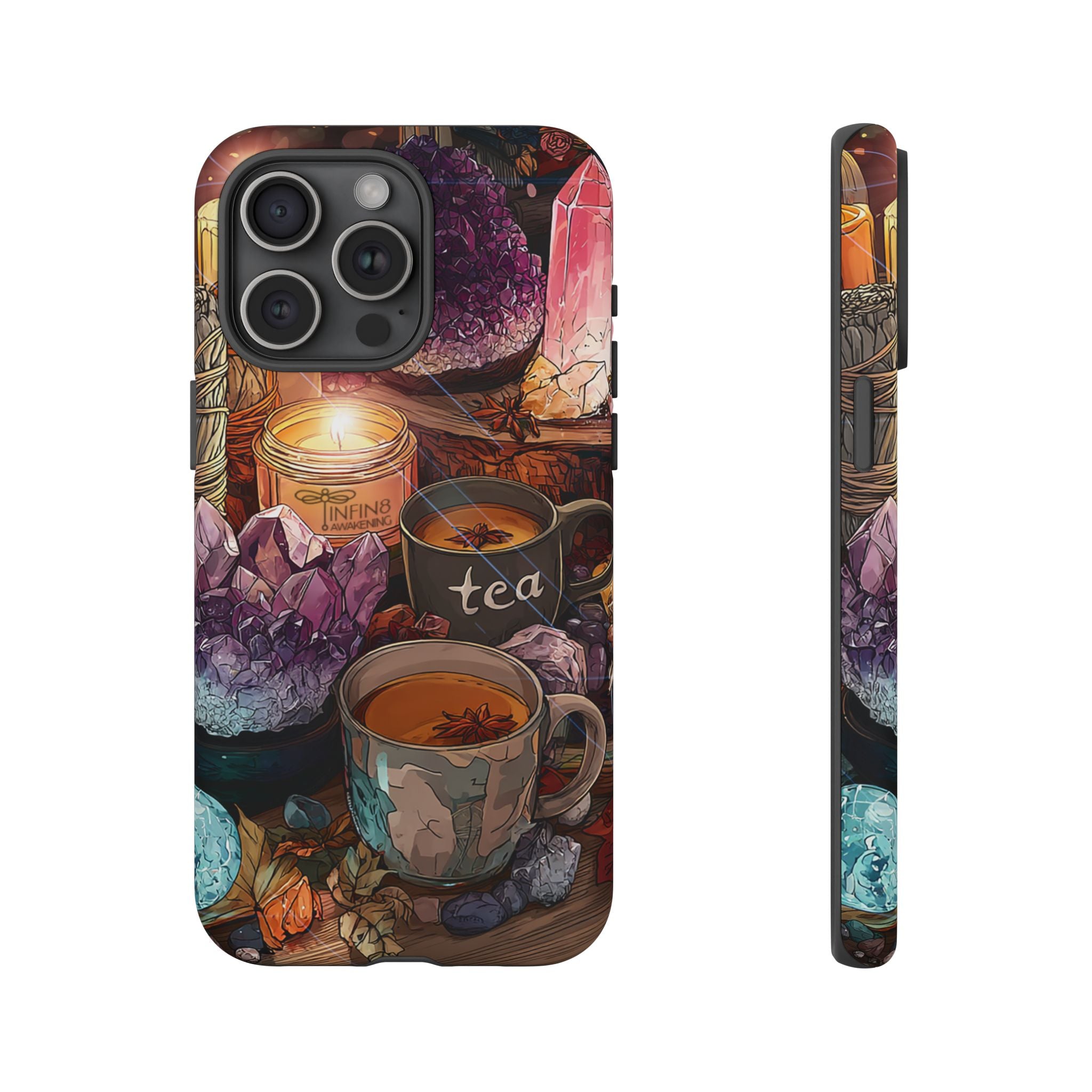 Mystical Crystal Phone Case, Cottagecore Samsung Case - Crystal Tea Lovers Phone Case, Spiritual iPhone Case, Samsung Magical FairyCore Case