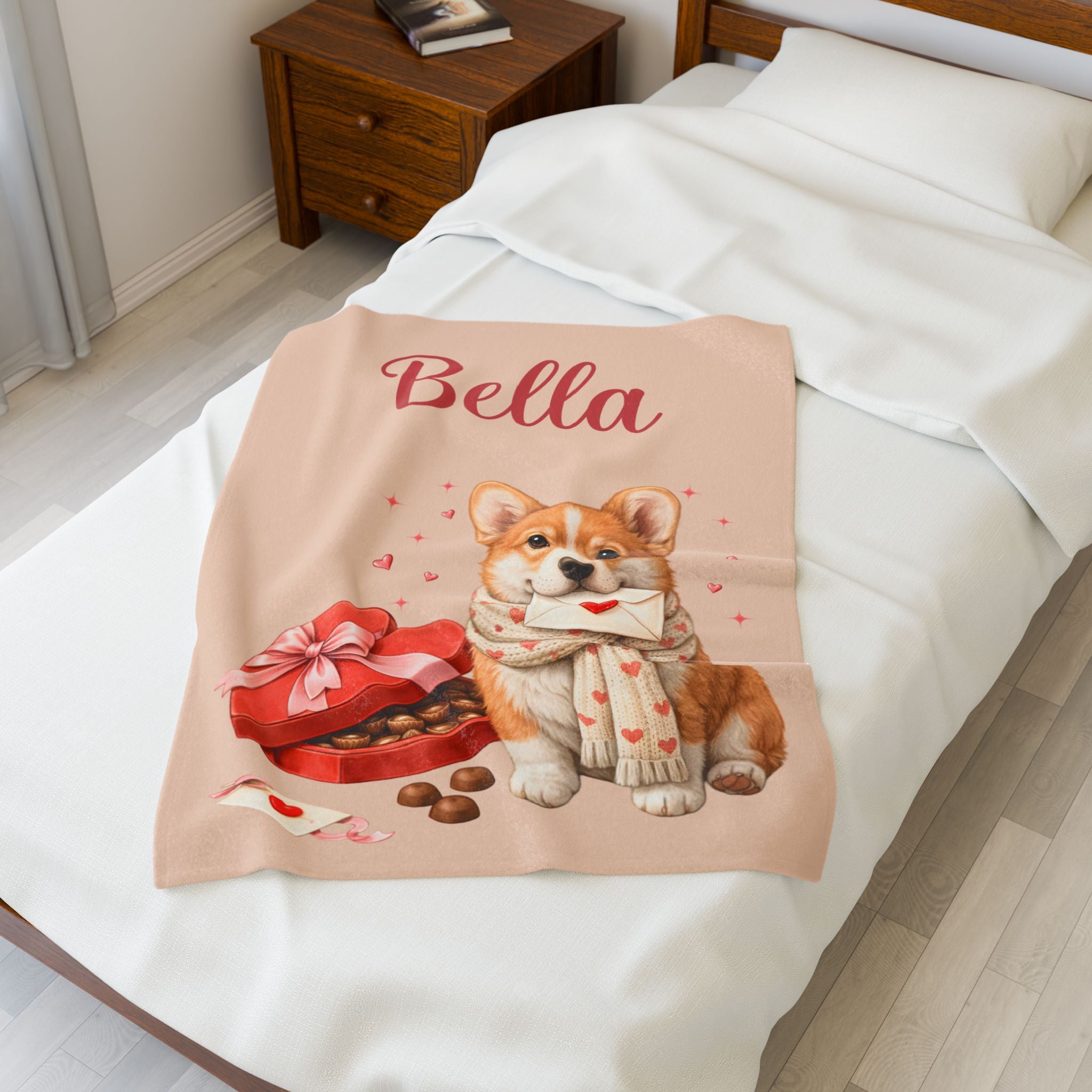 Valentines Day Corgi Custom Blanket | Valentine Plush Dog Lover Throw for Cozy Nights