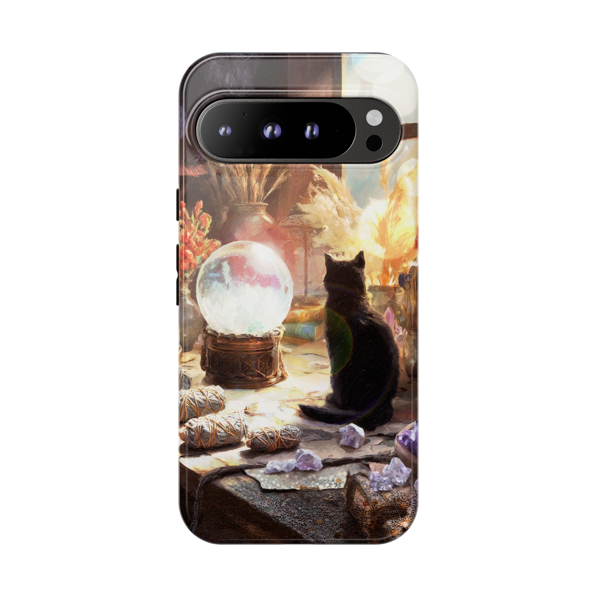 Crystal Phone case, Black Cat Case - Aesthetic Tough Case for Black Cat Lovers, Gift for Her, Witch Decor, Phone Protector, Home Vibes
