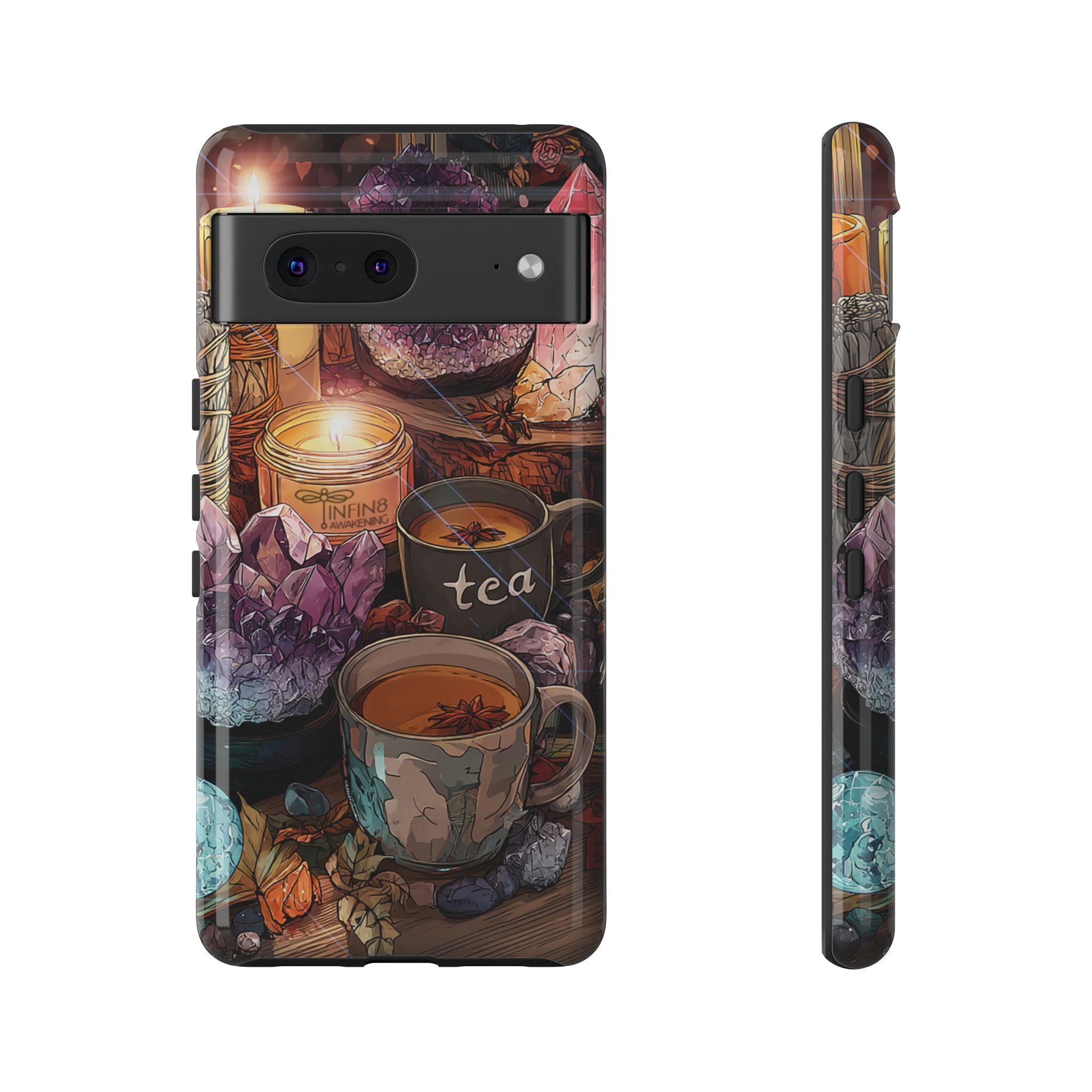 Mystical Crystal Phone Case, Cottagecore Samsung Case - Crystal Tea Lovers Phone Case, Spiritual iPhone Case, Samsung Magical FairyCore Case