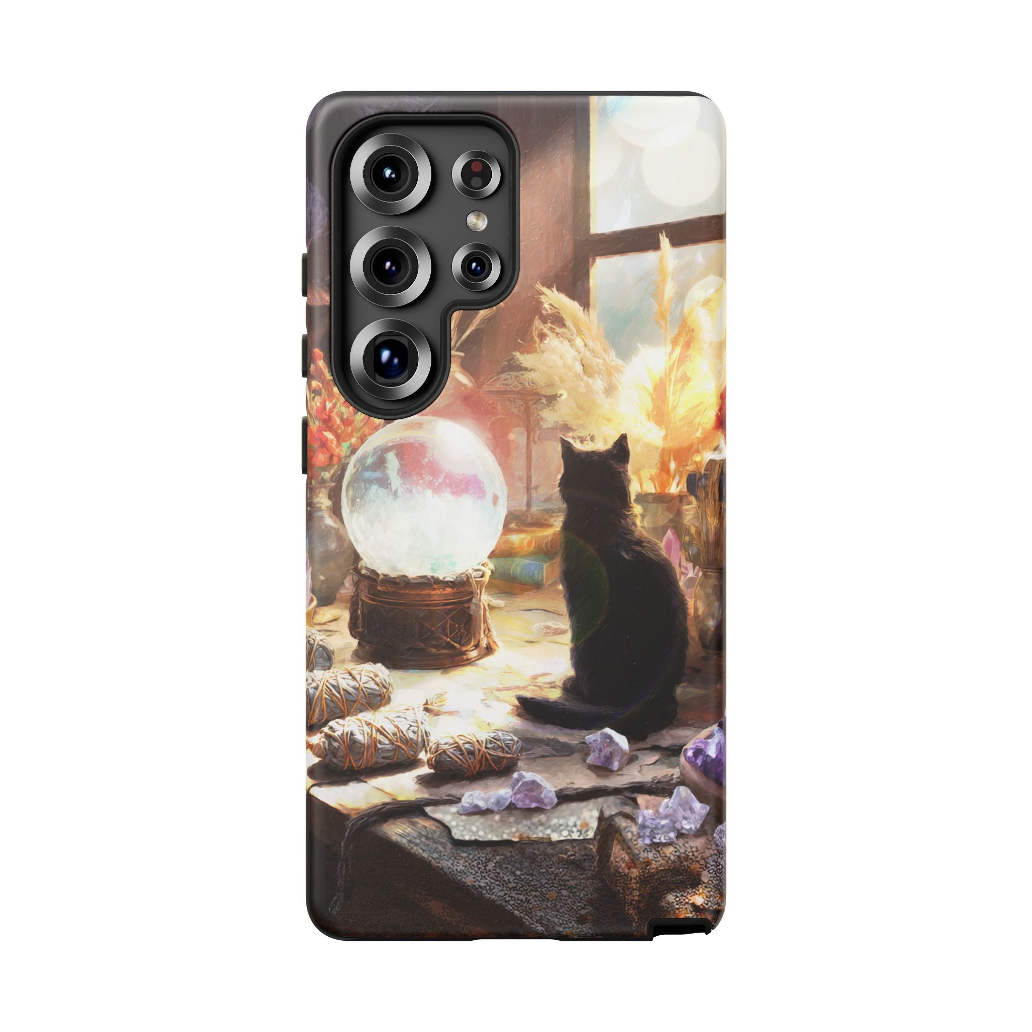 Crystal Phone case, Black Cat Case - Aesthetic Tough Case for Black Cat Lovers, Gift for Her, Witch Decor, Phone Protector, Home Vibes