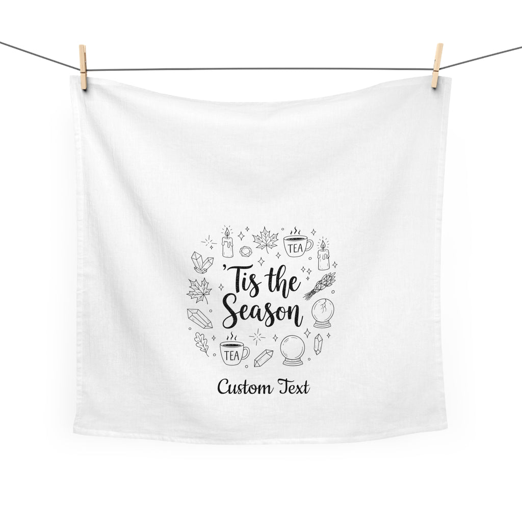 Tis The Season Tea Towel Customizable Printed| Personalized Kitchen Linen