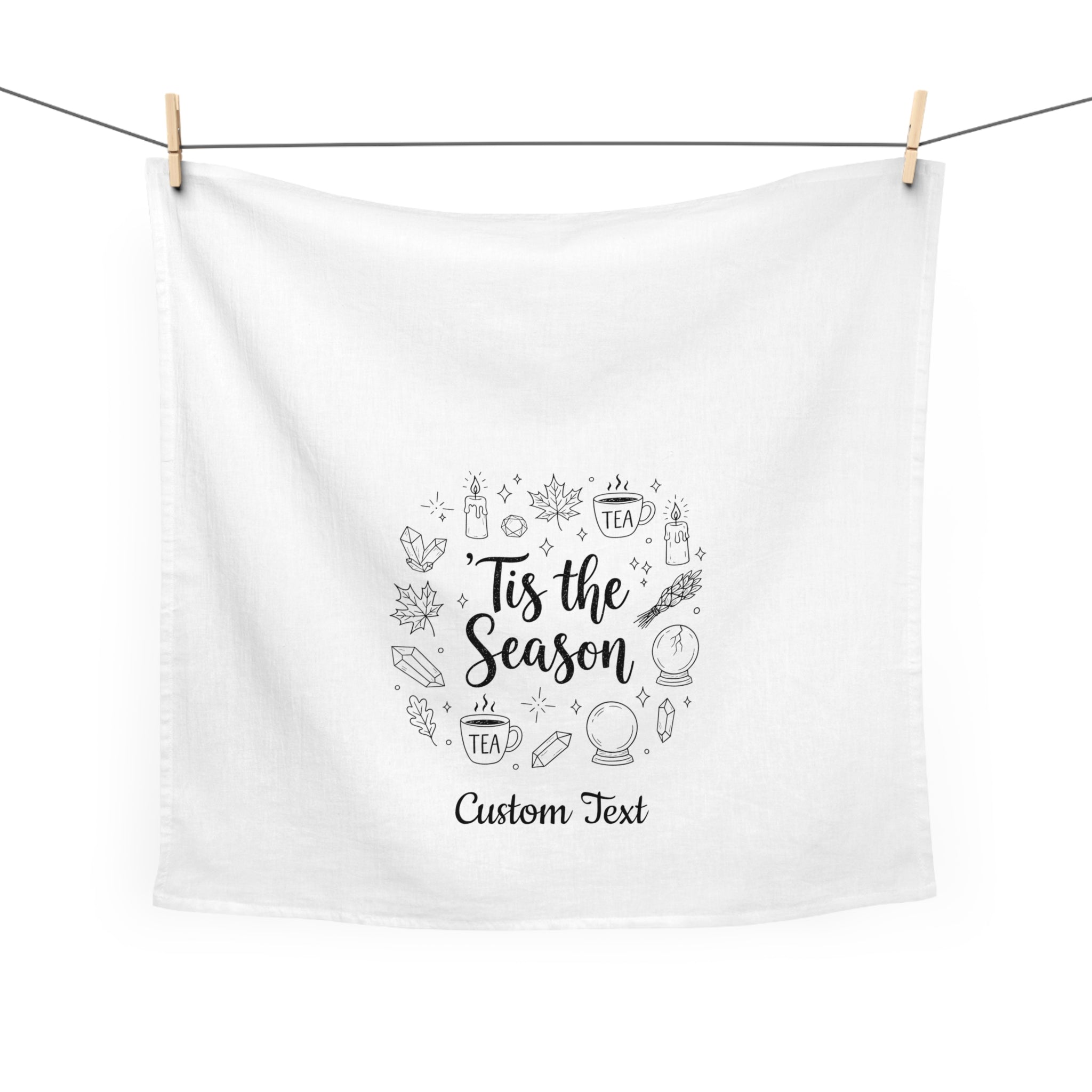 Tis The Season Tea Towel Customizable Printed| Personalized Kitchen Linen