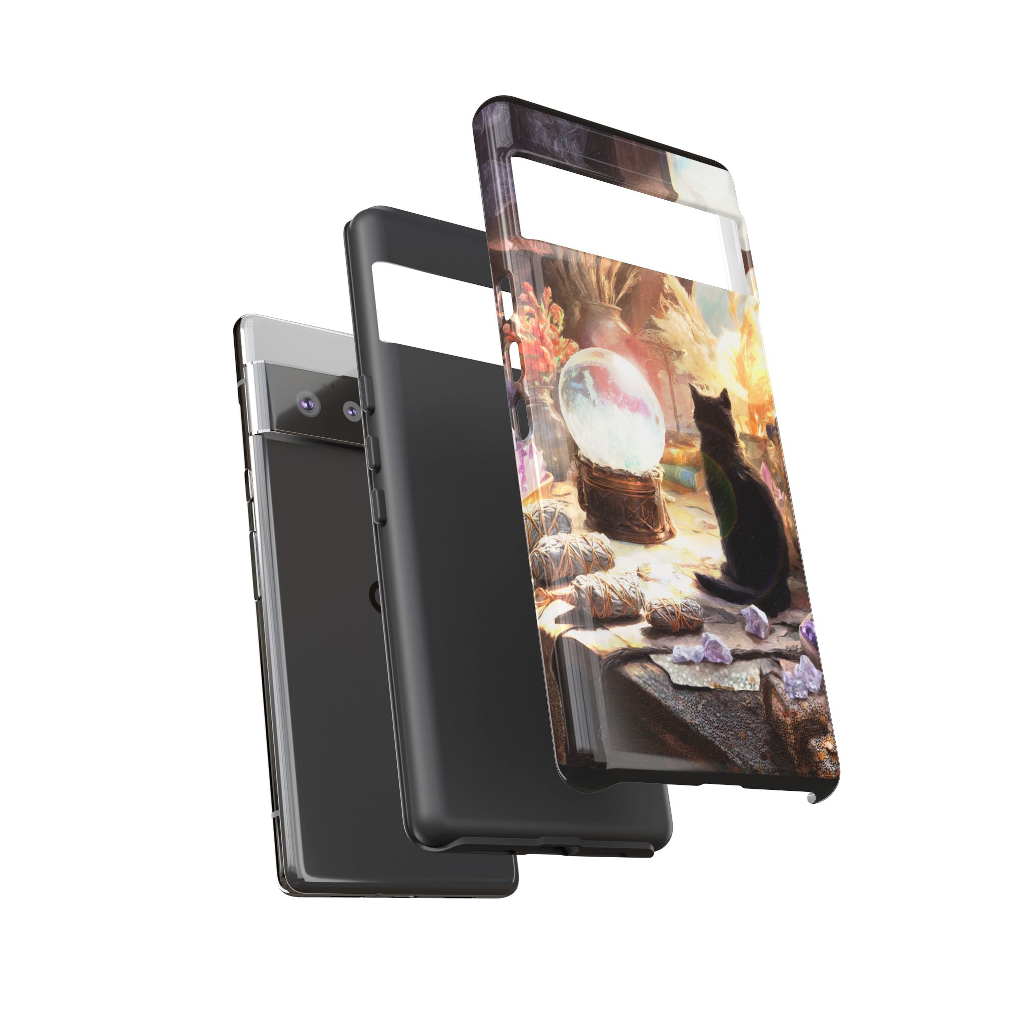 Crystal Phone case, Black Cat Case - Aesthetic Tough Case for Black Cat Lovers, Gift for Her, Witch Decor, Phone Protector, Home Vibes