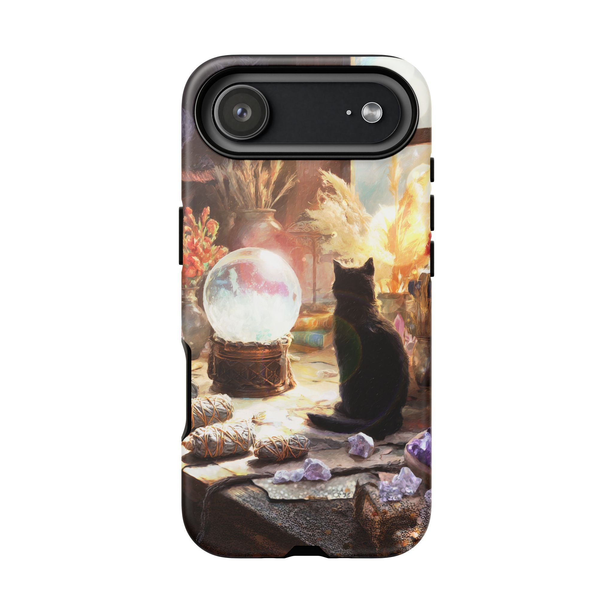 Crystal Phone case, Black Cat Case - Aesthetic Tough Case for Black Cat Lovers, Gift for Her, Witch Decor, Phone Protector, Home Vibes