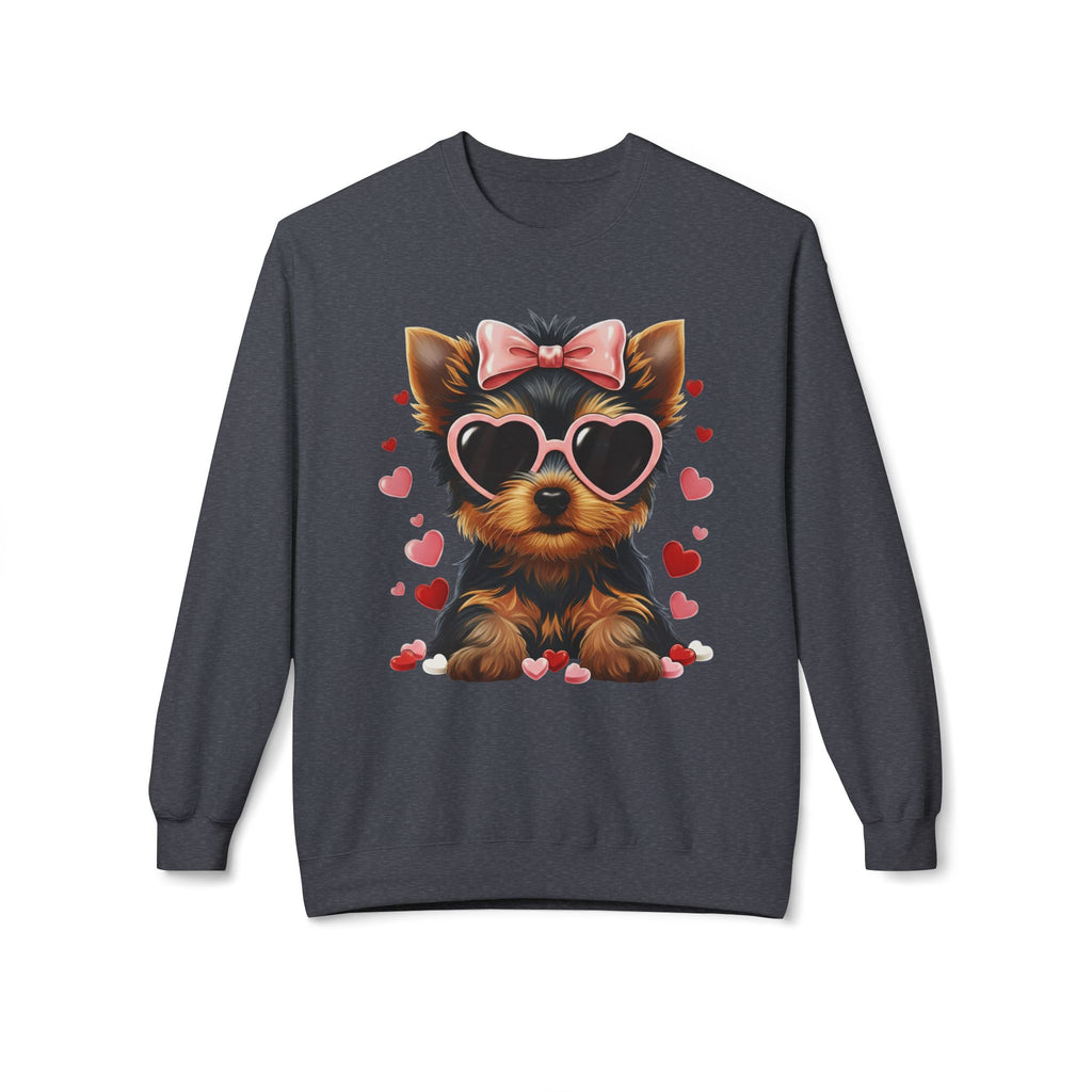 Yorkshire Terrier Valentine Shirt | Yorkie Heart Sunglasses Pullover Sweatshirt Gift for Her