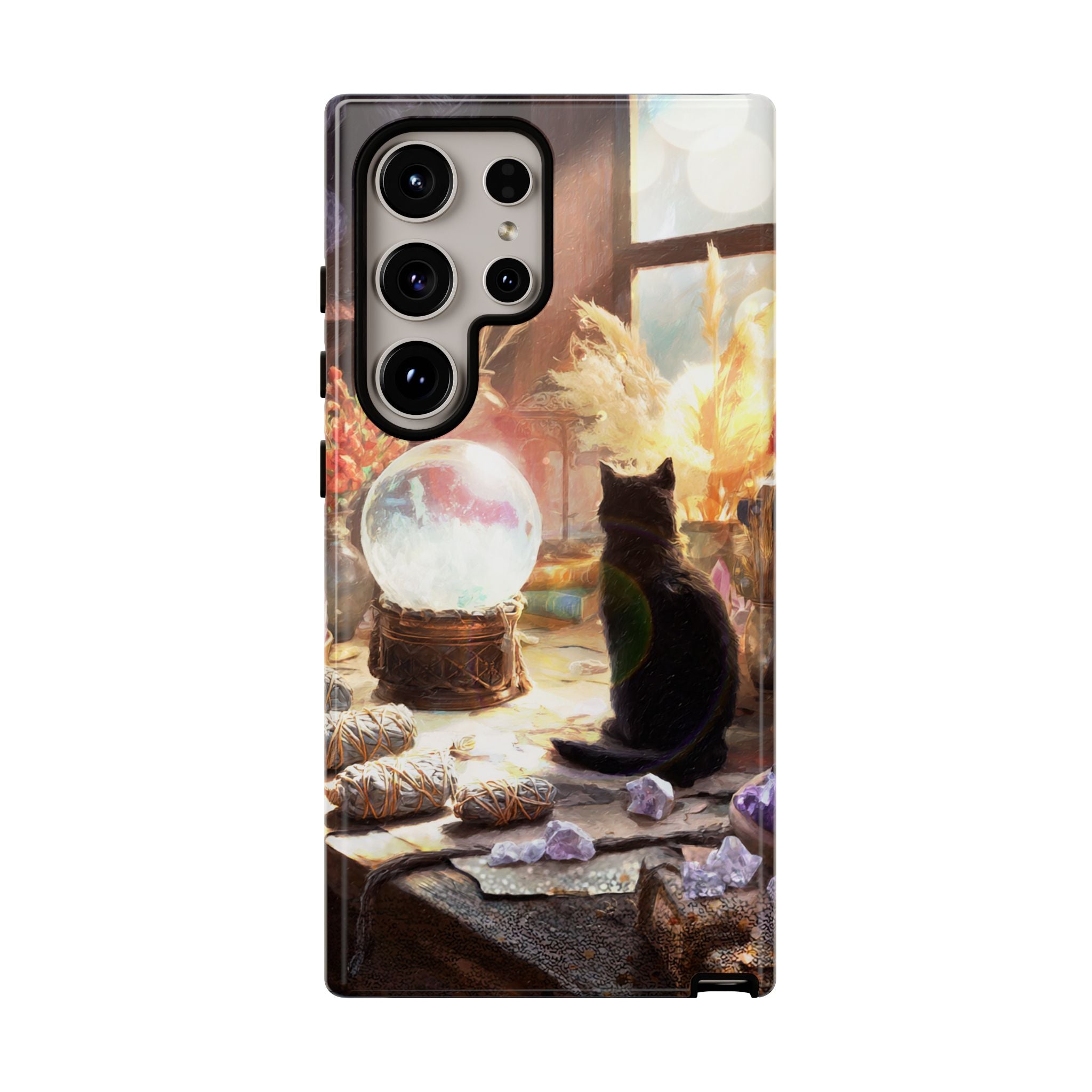 Crystal Phone case, Black Cat Case - Aesthetic Tough Case for Black Cat Lovers, Gift for Her, Witch Decor, Phone Protector, Home Vibes