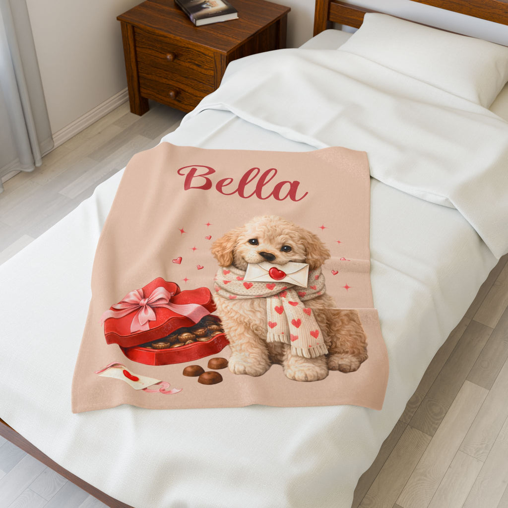 Valentines Day Labradoodle Dog Blanket | Love Letters Valentine Gift for Doodle Lovers