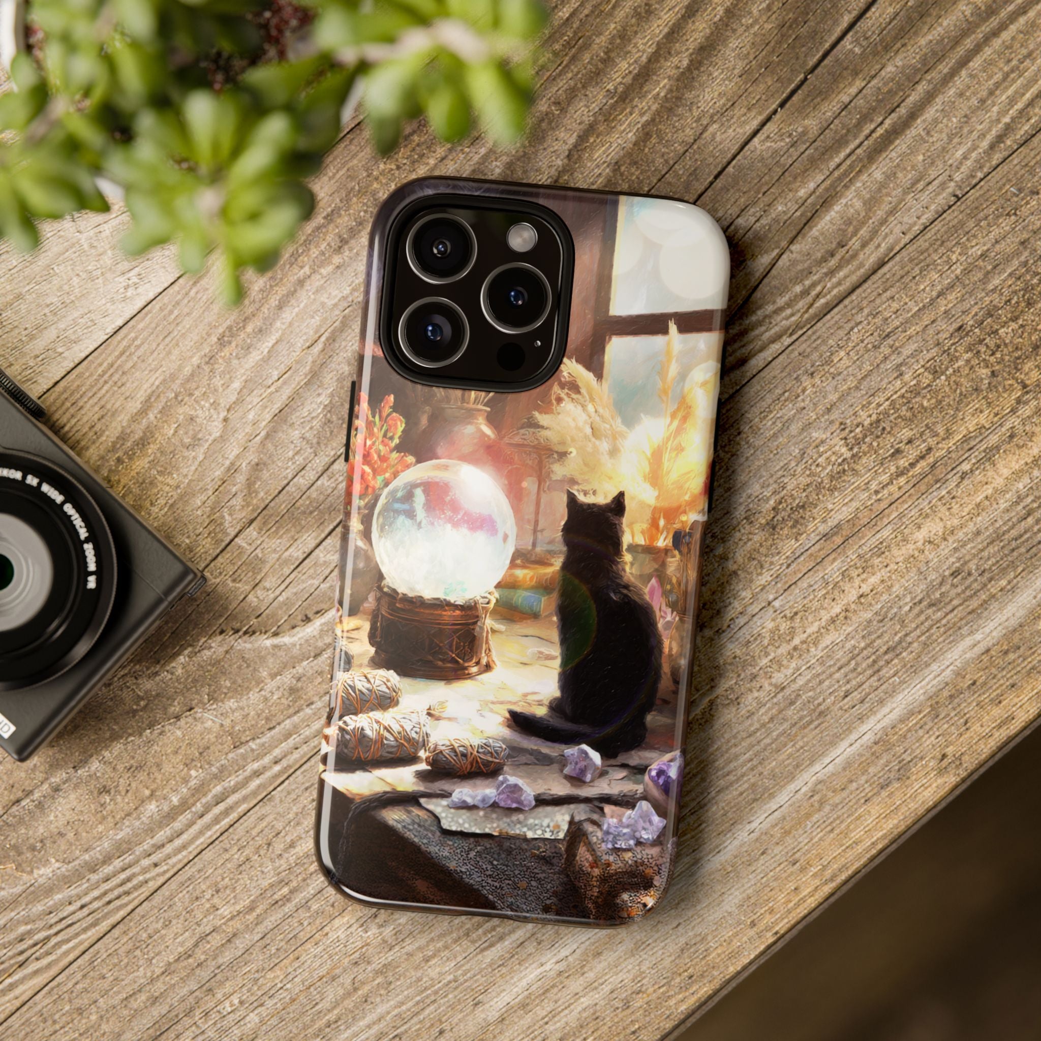 Crystal Phone case, Black Cat Case - Aesthetic Tough Case for Black Cat Lovers, Gift for Her, Witch Decor, Phone Protector, Home Vibes