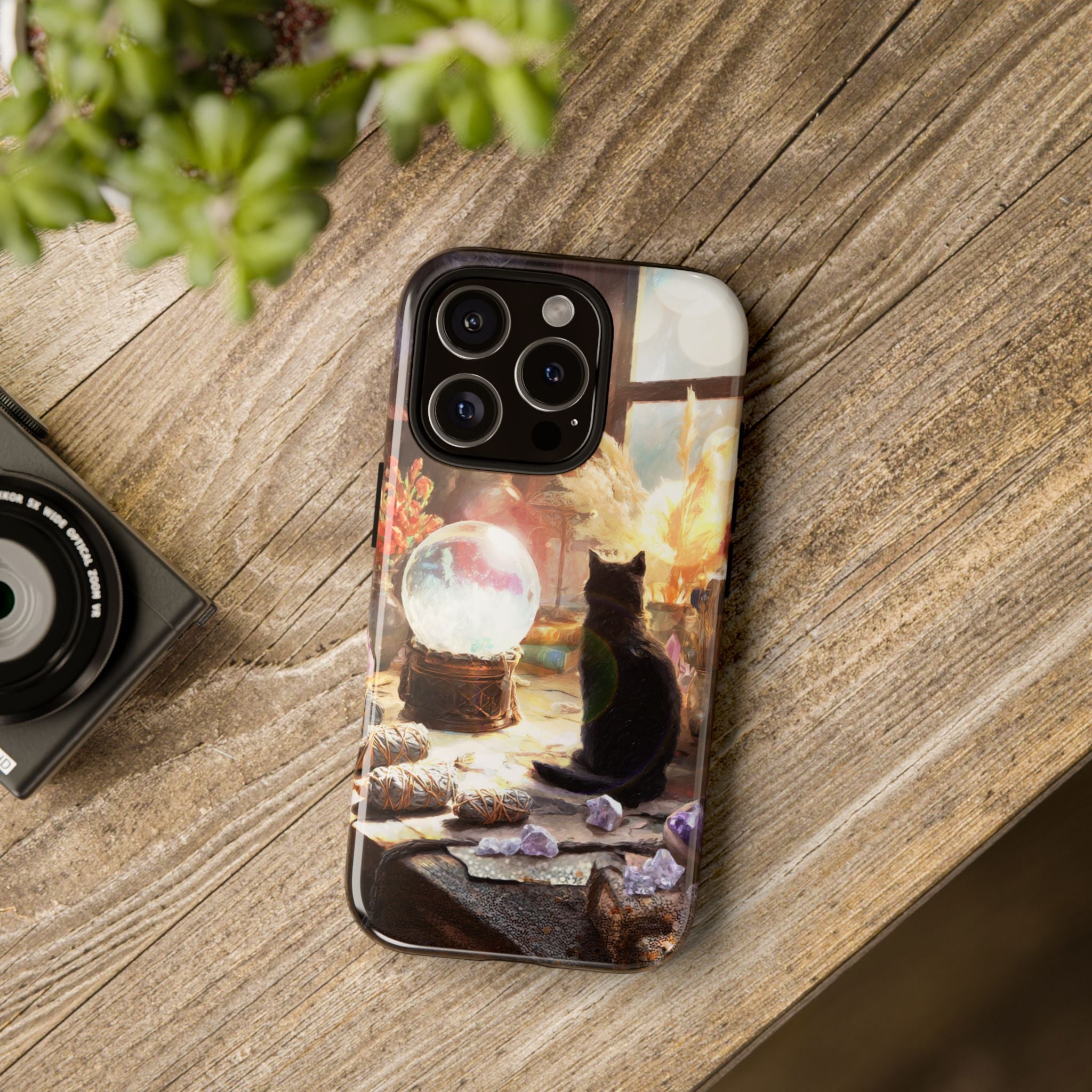 Crystal Phone case, Black Cat Case - Aesthetic Tough Case for Black Cat Lovers, Gift for Her, Witch Decor, Phone Protector, Home Vibes