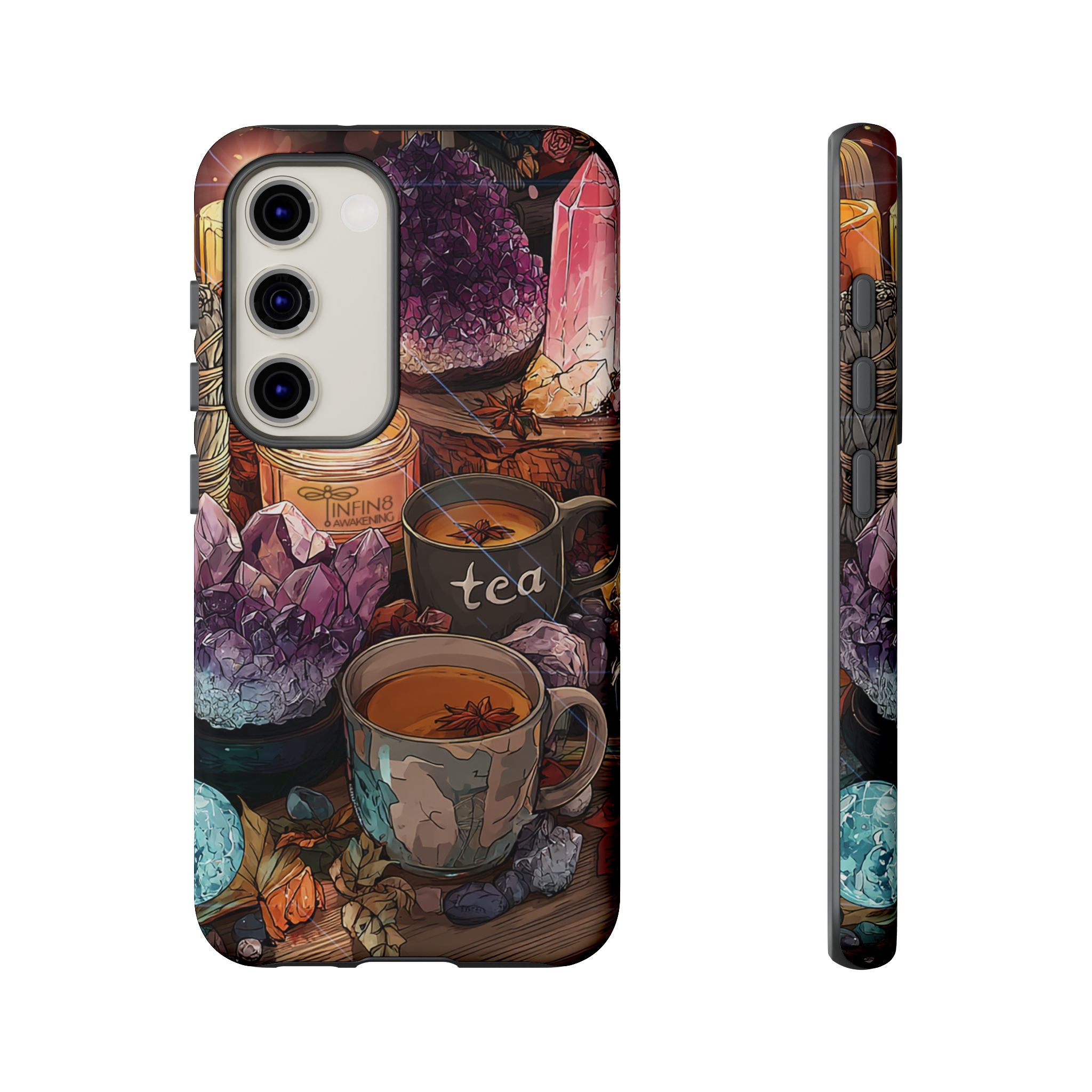 Mystical Crystal Phone Case, Cottagecore Samsung Case - Crystal Tea Lovers Phone Case, Spiritual iPhone Case, Samsung Magical FairyCore Case