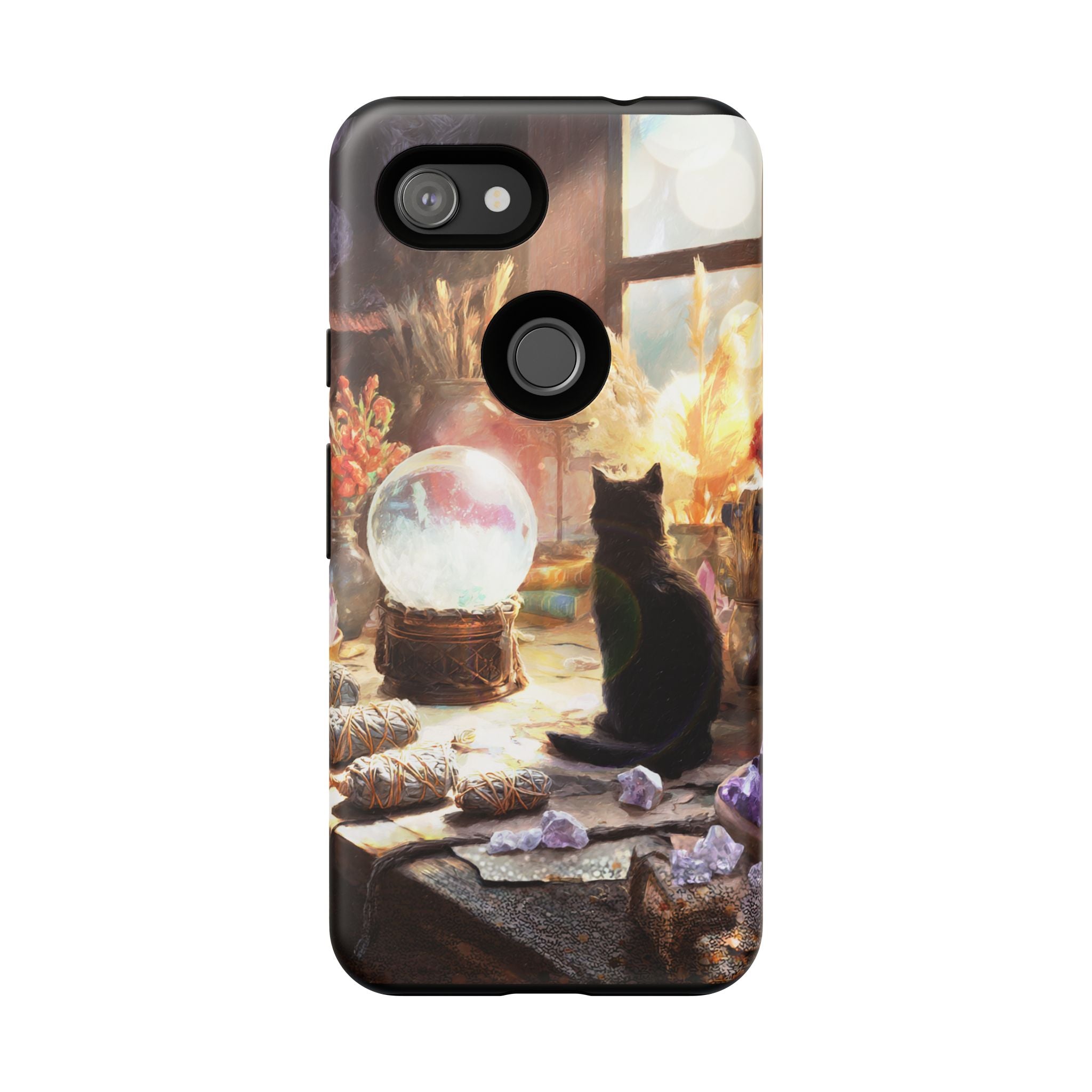 Crystal Phone case, Black Cat Case - Aesthetic Tough Case for Black Cat Lovers, Gift for Her, Witch Decor, Phone Protector, Home Vibes