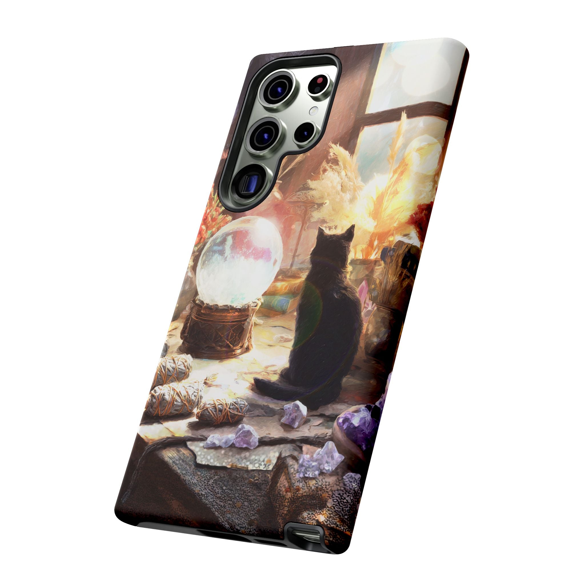 Crystal Phone case, Black Cat Case - Aesthetic Tough Case for Black Cat Lovers, Gift for Her, Witch Decor, Phone Protector, Home Vibes