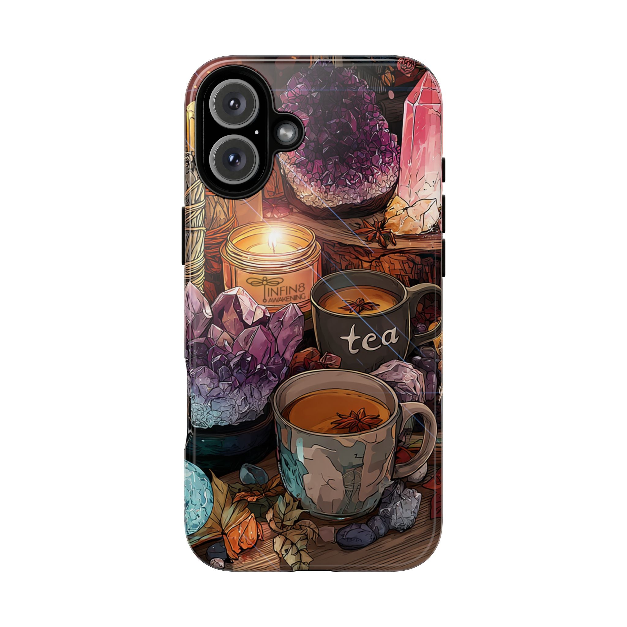Mystical Crystal Phone Case, Cottagecore Samsung Case - Crystal Tea Lovers Phone Case, Spiritual iPhone Case, Samsung Magical FairyCore Case