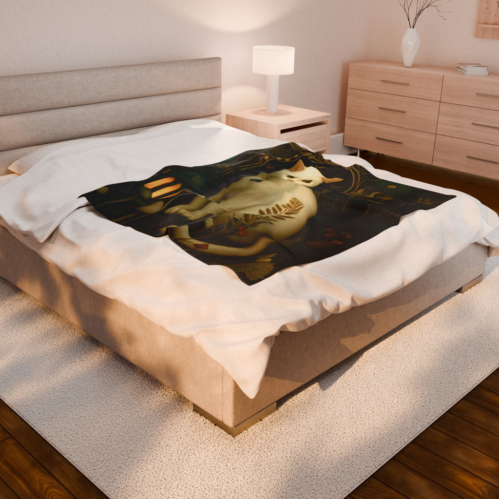 The Moonlit Cat Blanket | The Forest Garden Collection Mystical Feline Throw for Cozy Homes