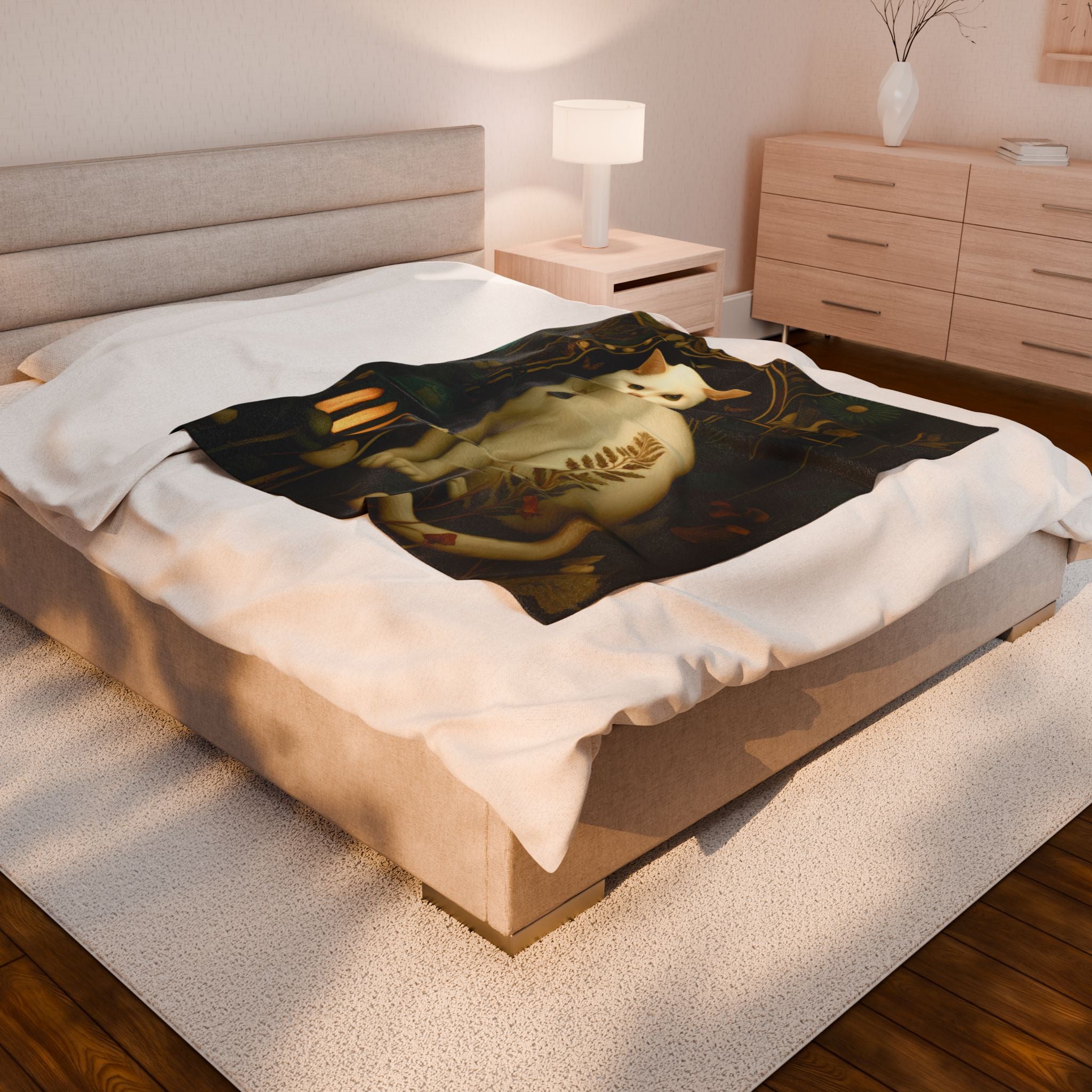 The Moonlit Cat Blanket | The Forest Garden Collection Mystical Feline Throw for Cozy Homes
