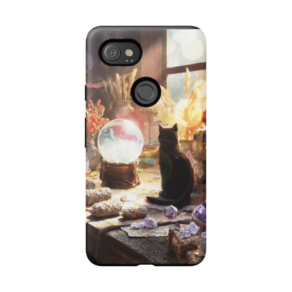 Crystal Phone case, Black Cat Case - Aesthetic Tough Case for Black Cat Lovers, Gift for Her, Witch Decor, Phone Protector, Home Vibes