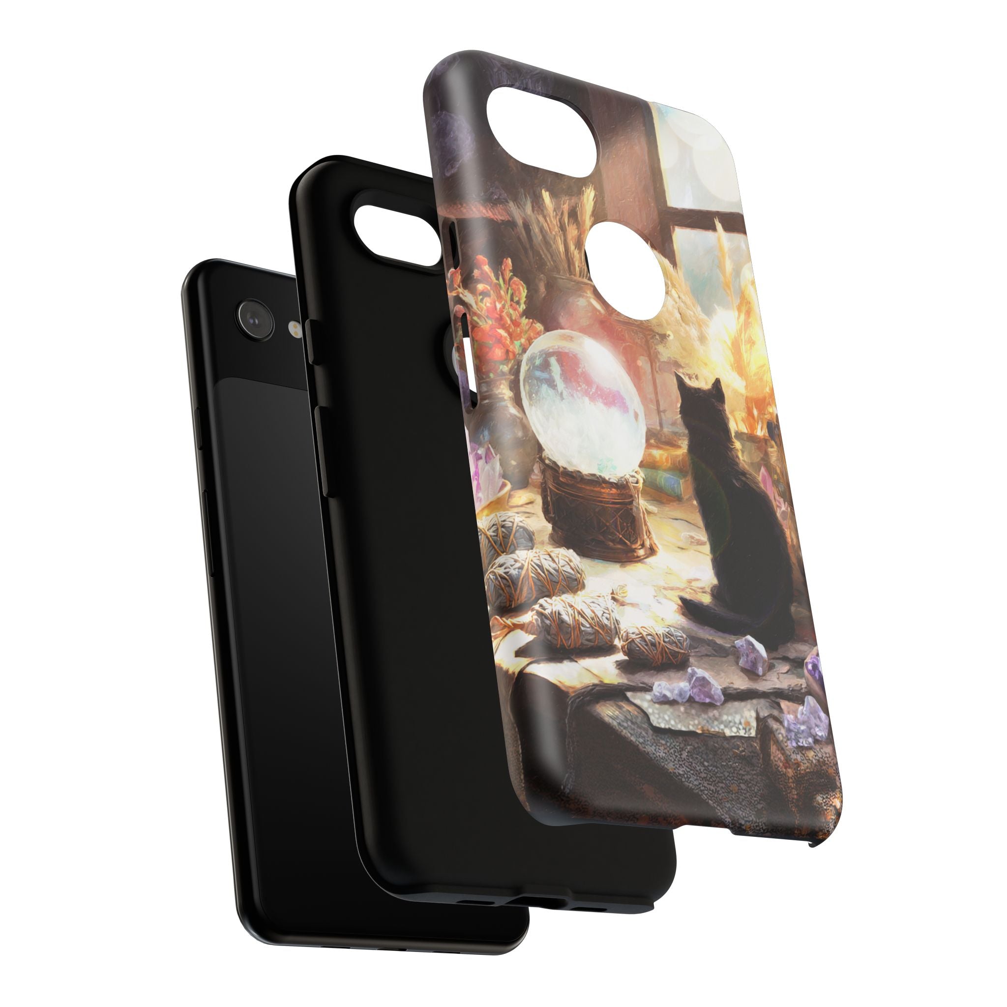 Crystal Phone case, Black Cat Case - Aesthetic Tough Case for Black Cat Lovers, Gift for Her, Witch Decor, Phone Protector, Home Vibes