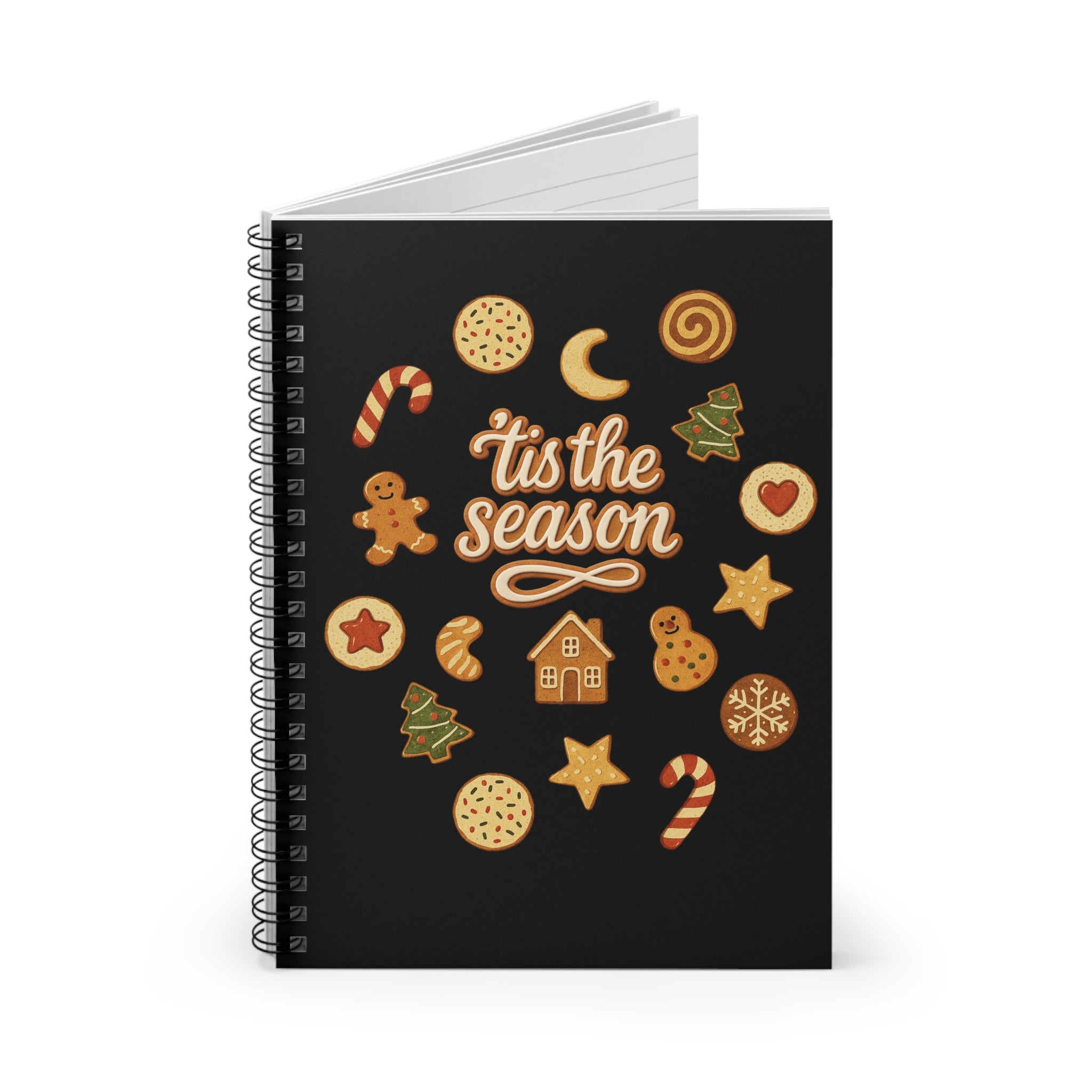 Christmas Cookie Spiral Notebook - 'Tis the Season, Holiday Journal, Christmas Gift, Cookie Design, Make Lists, Planning, School Supplies