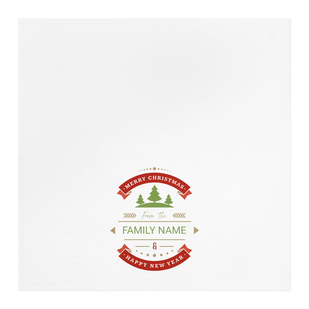 Custom Christmas Tea Towel for Festive Kitchen Decor, Personalized Gift with Family Name, Holiday Home Accessory