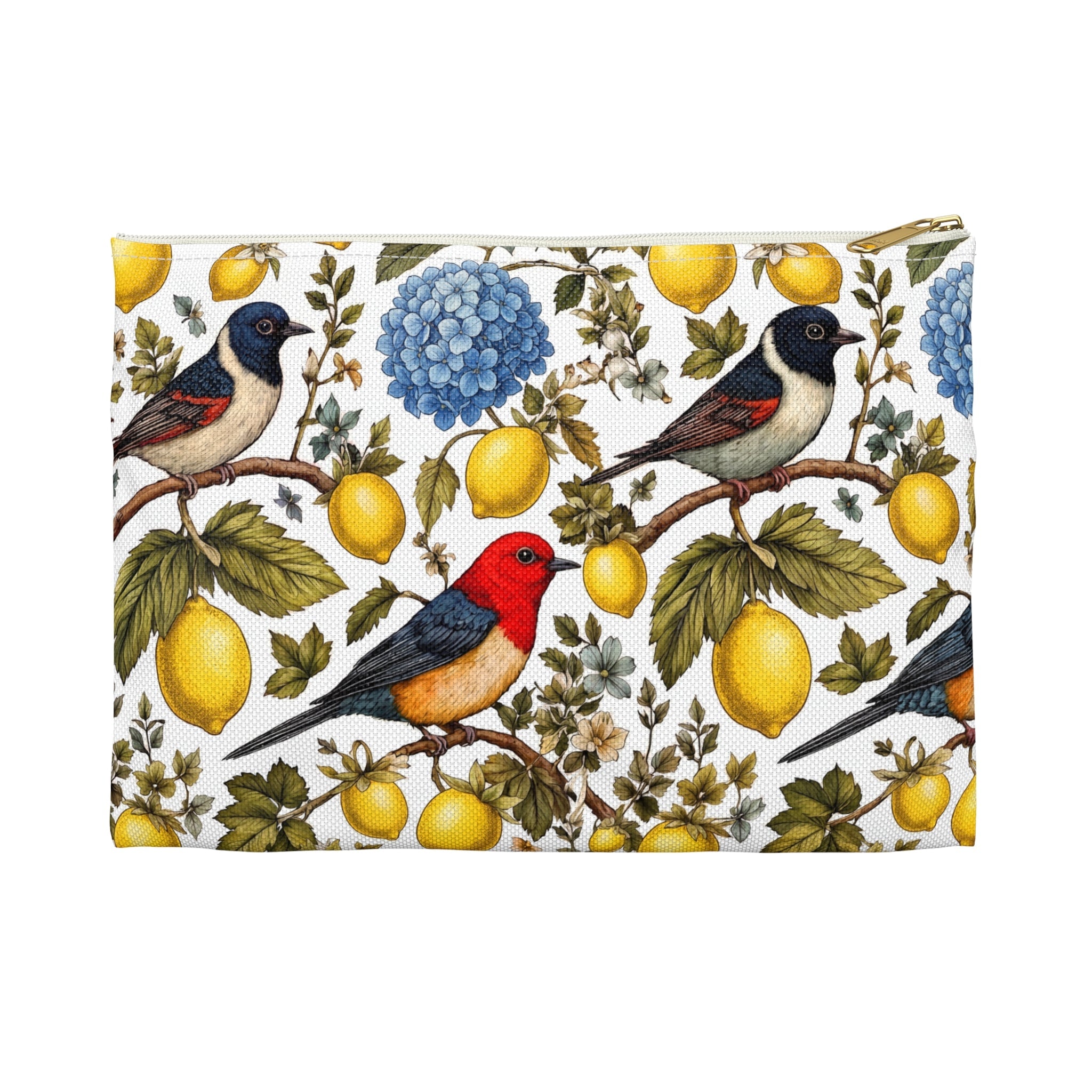 Garden Songbird | Lemon Hydrangea Accessory Pouch Printify