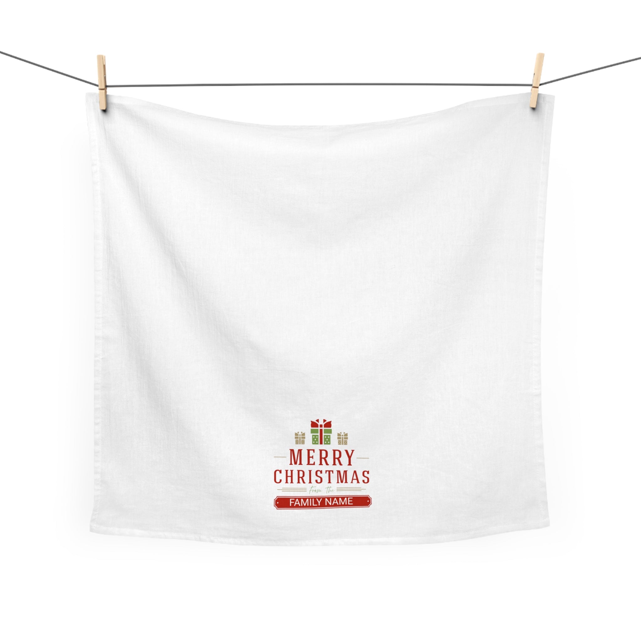 Personalized Christmas Tea Towel, Holiday Kitchen Décor, Custom Gift, Family Name Towel, Festive Home Accessory