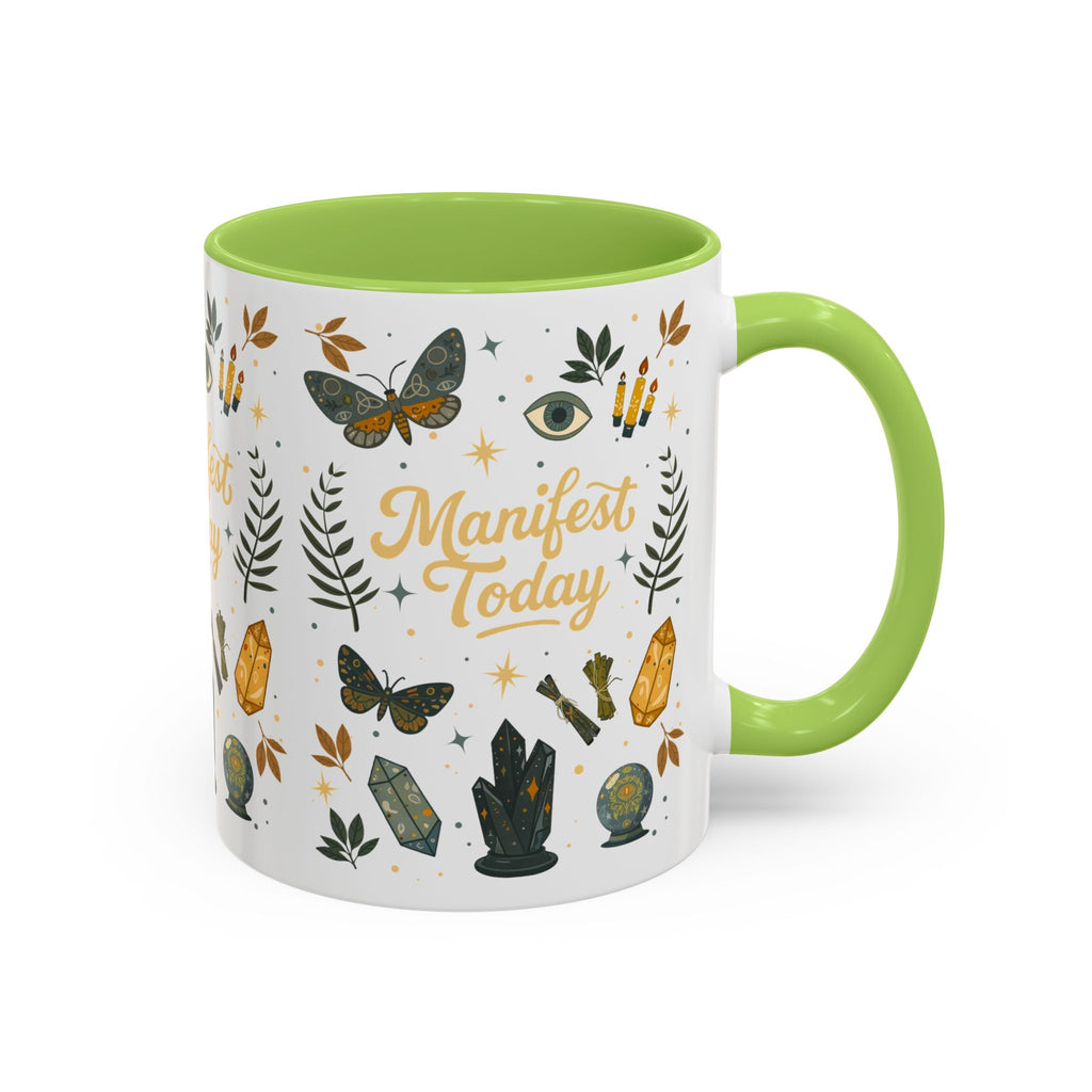 Manifest Today Ceramic Cup | Mystical Crystal Butterfly Coffee Mug | Positive Energy Affirmation Gift