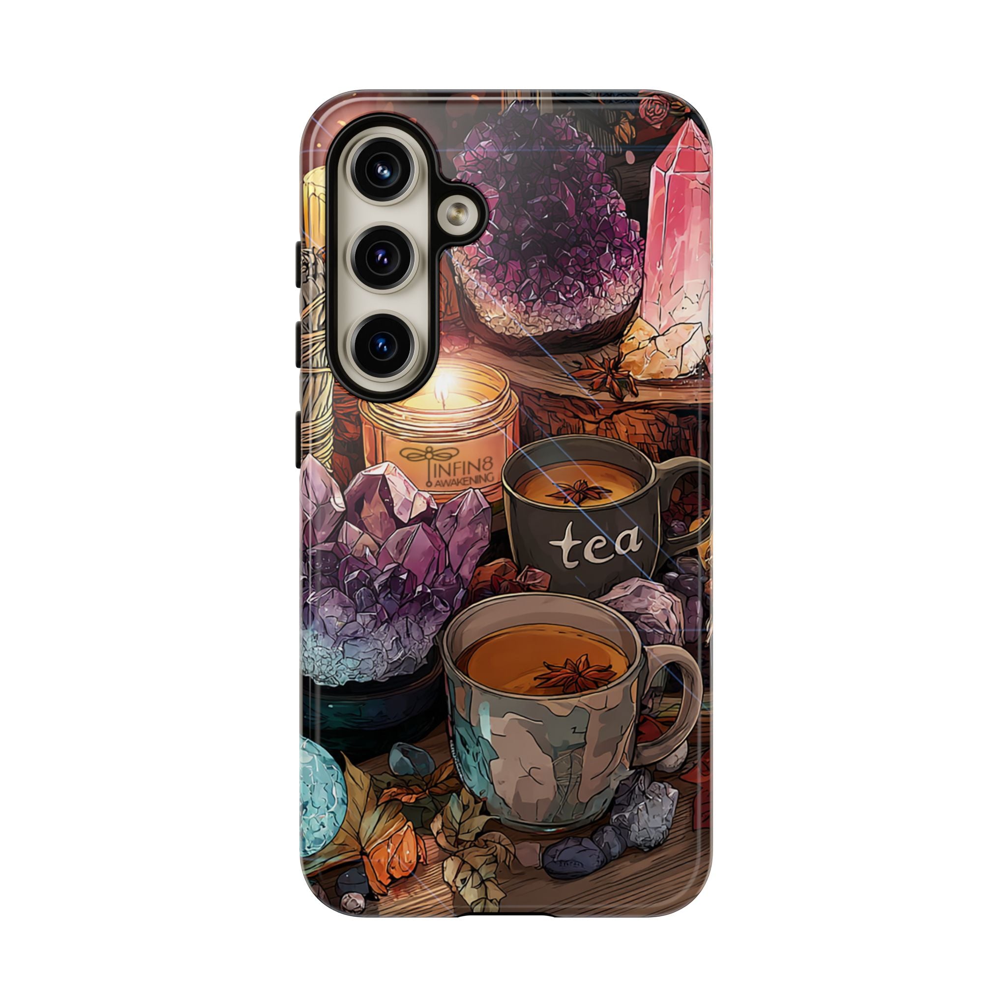 Mystical Crystal Phone Case, Cottagecore Samsung Case - Crystal Tea Lovers Phone Case, Spiritual iPhone Case, Samsung Magical FairyCore Case