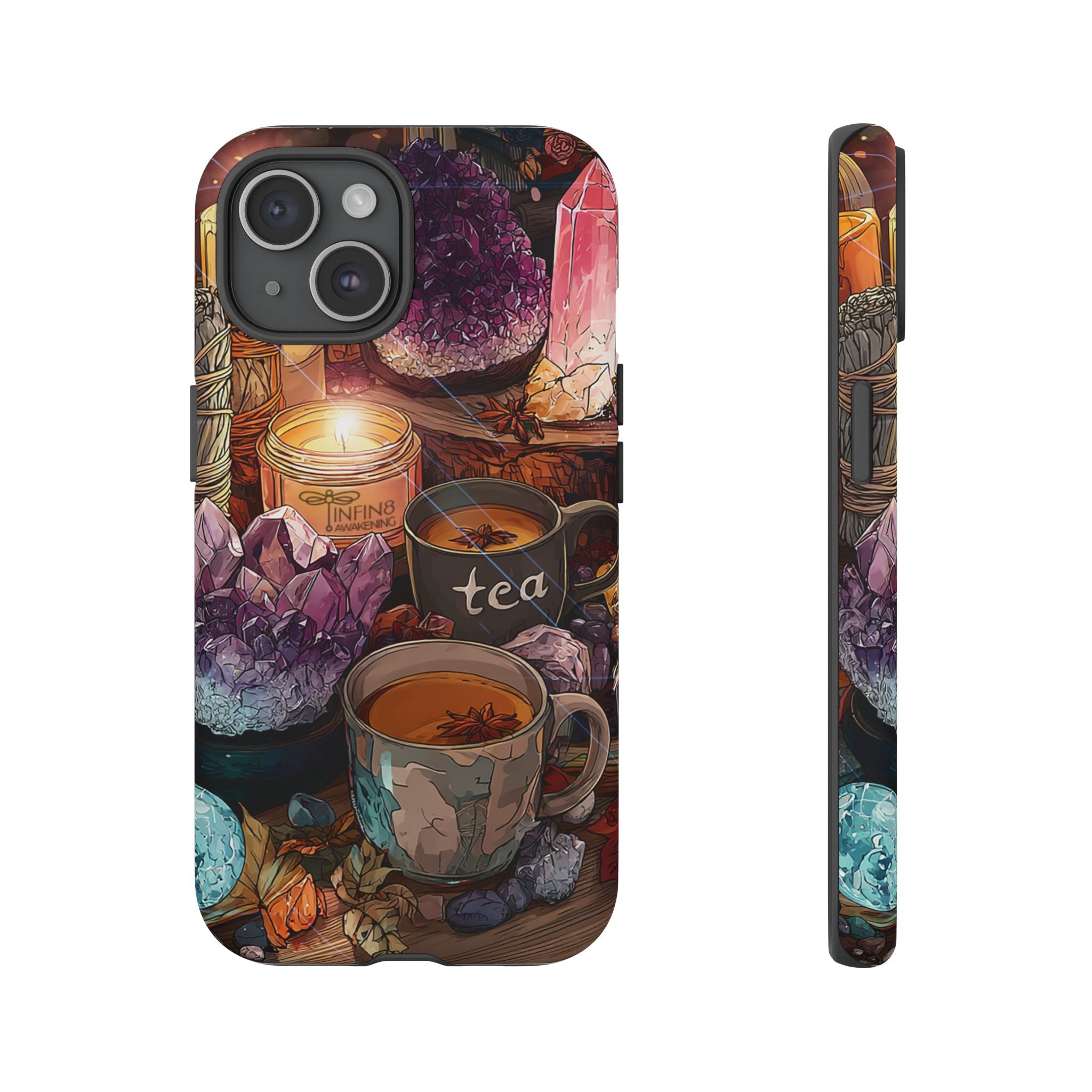 Mystical Crystal Phone Case, Cottagecore Samsung Case - Crystal Tea Lovers Phone Case, Spiritual iPhone Case, Samsung Magical FairyCore Case