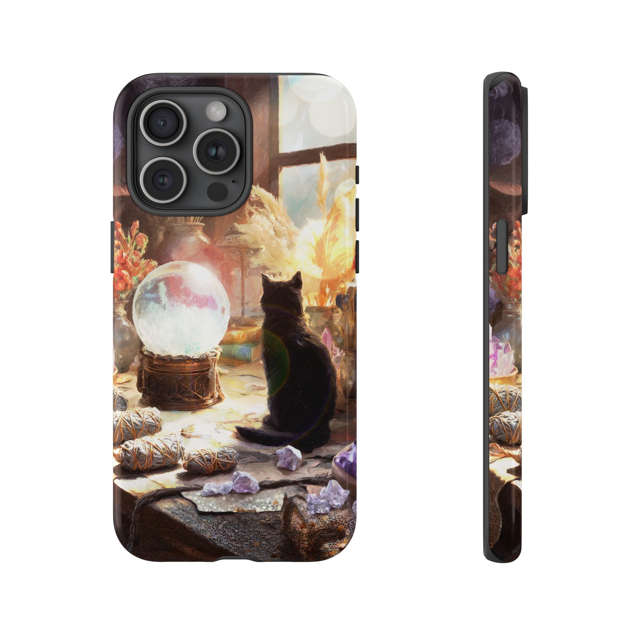 Crystal Phone case, Black Cat Case - Aesthetic Tough Case for Black Cat Lovers, Gift for Her, Witch Decor, Phone Protector, Home Vibes