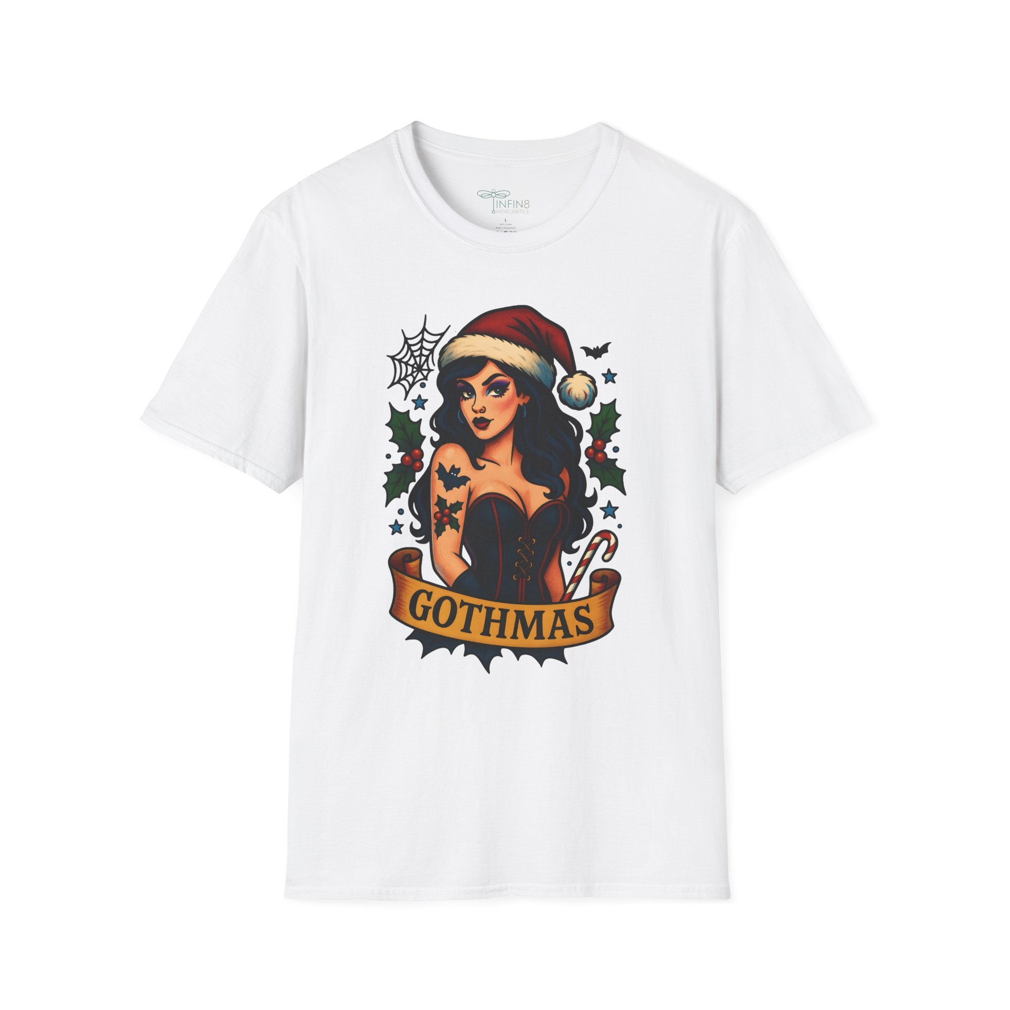 Gothmas Pin-Up T-Shirt | Men's Vintage Tattoo Christmas Tee