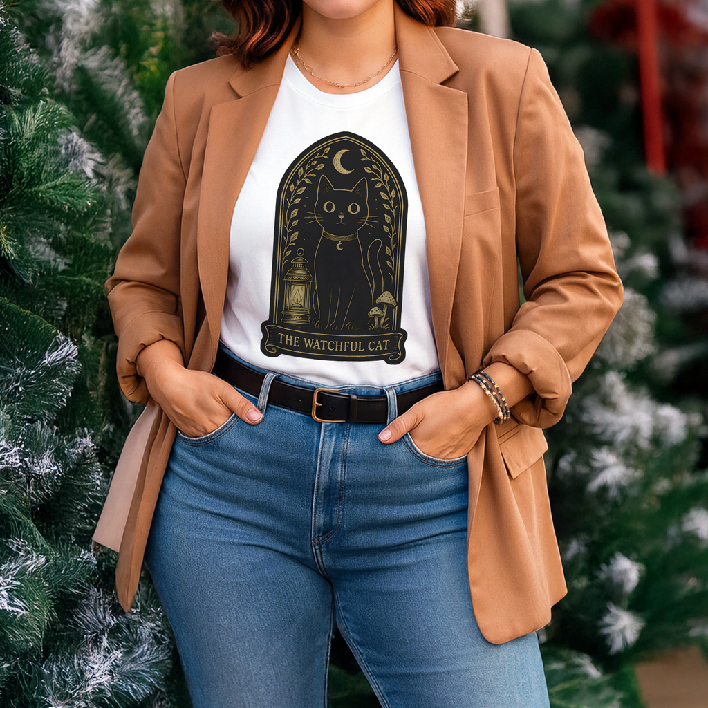 The Watchful Cat T-Shirt | The Forest Garden Black Cat Lover Tee