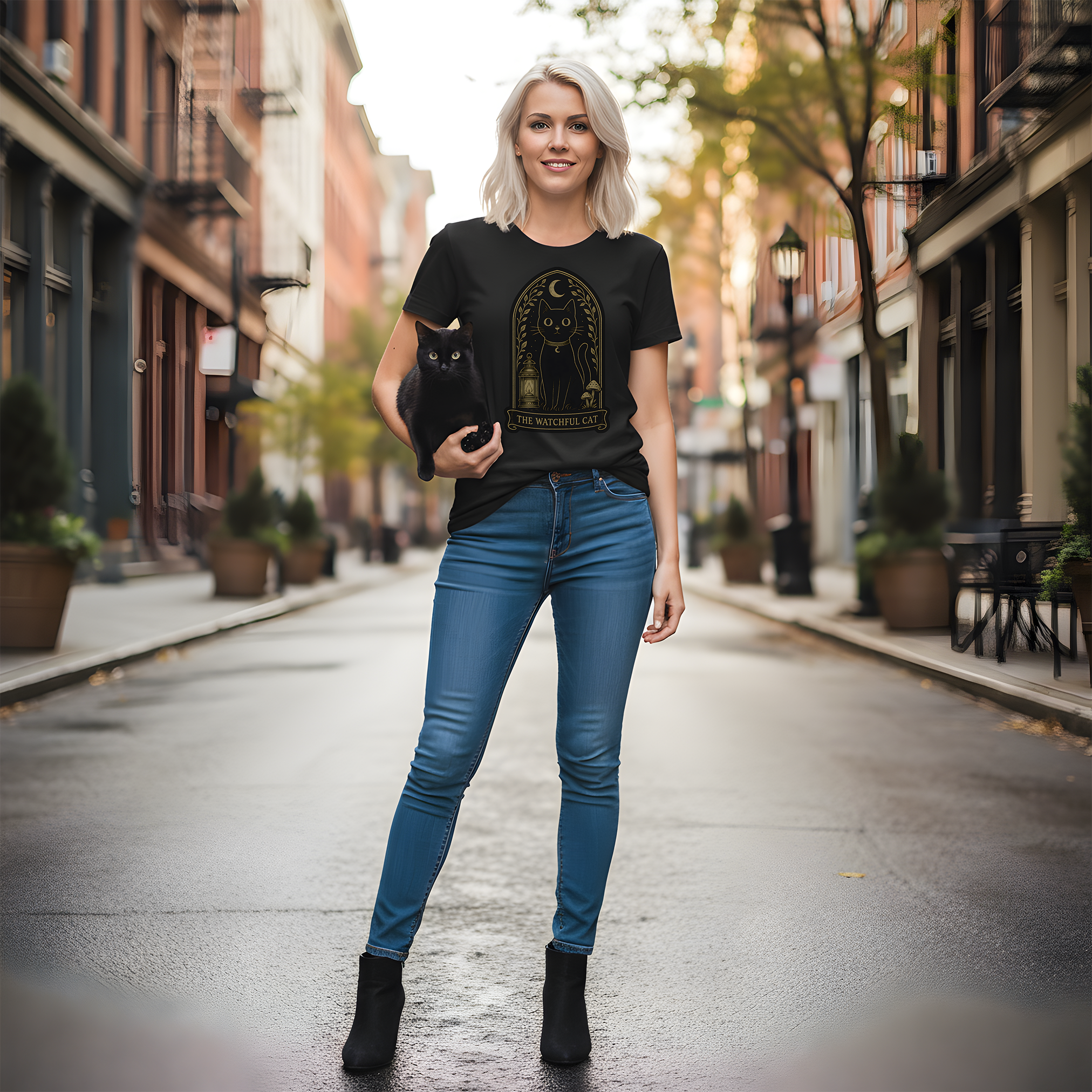 The Watchful Cat T-Shirt | The Forest Garden Black Cat Lover Tee