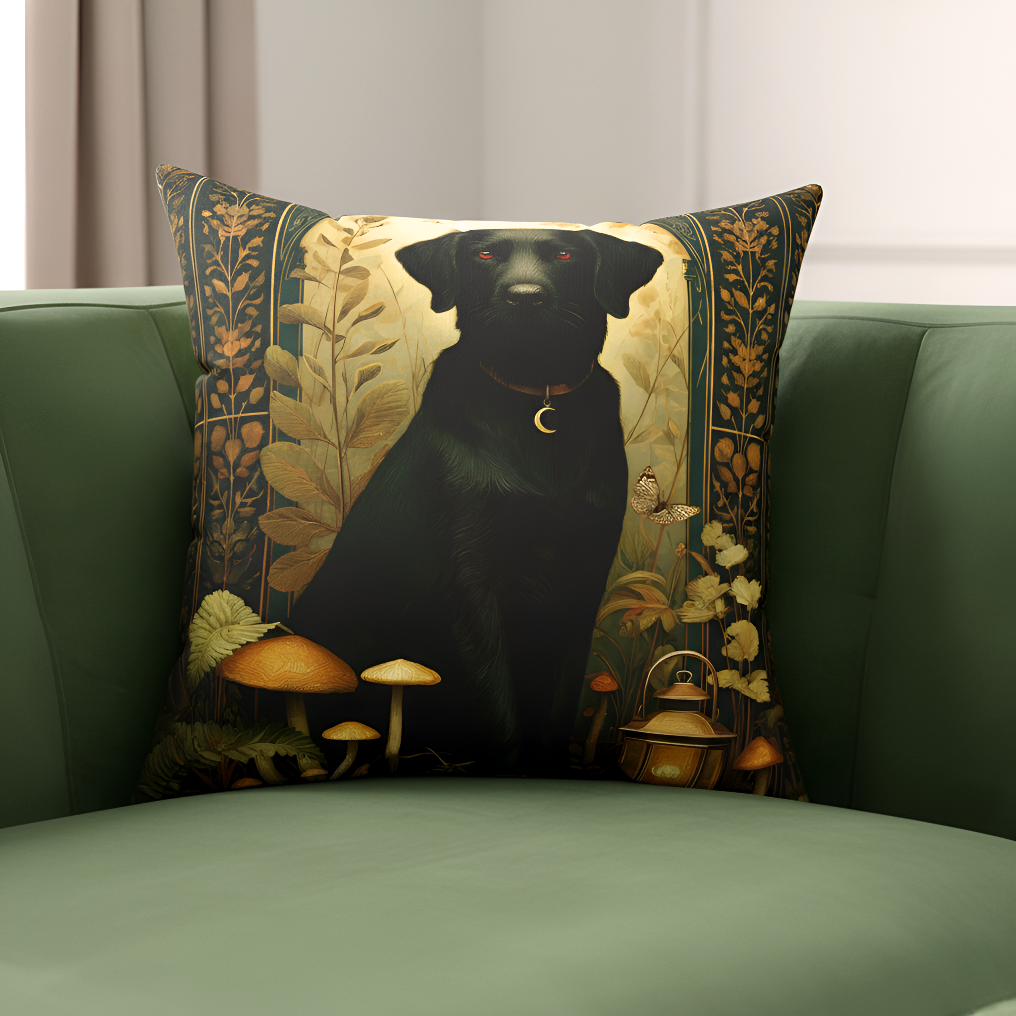 The Faithful Dog Pillow | The Forest Garden Collection Black Lab Cushion