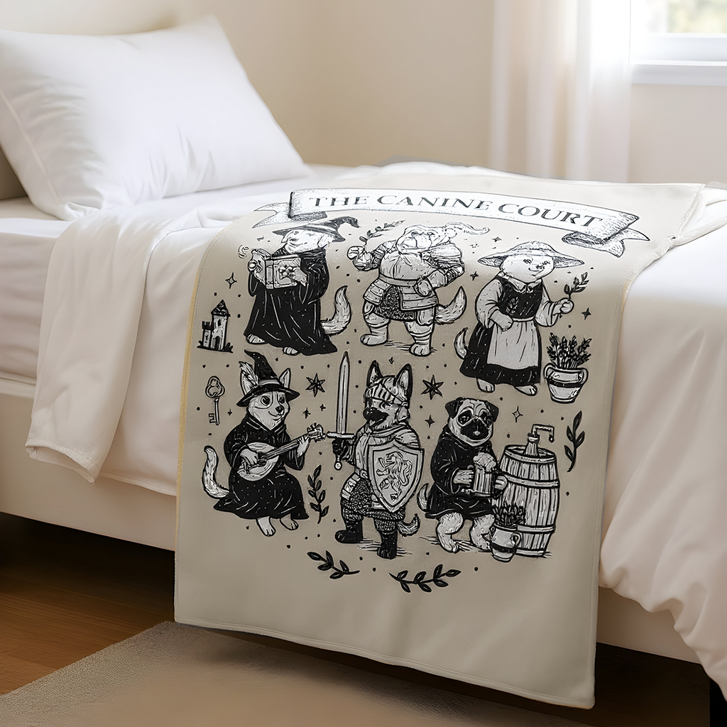 The Canine Court Plush Blanket | Cozy Castlecore Gift for Dog Lovers