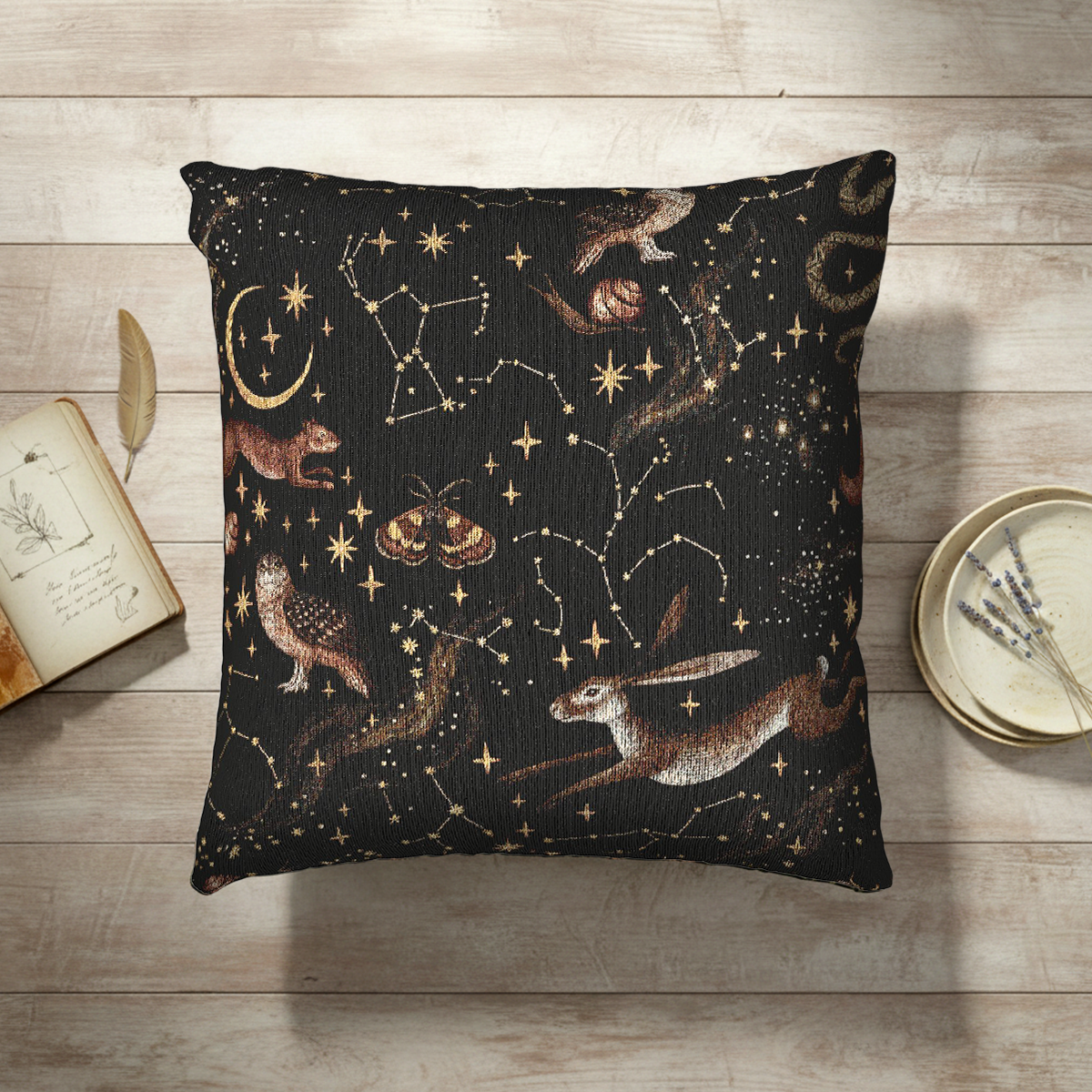 Celestial Woodland Drift Woven Pillow