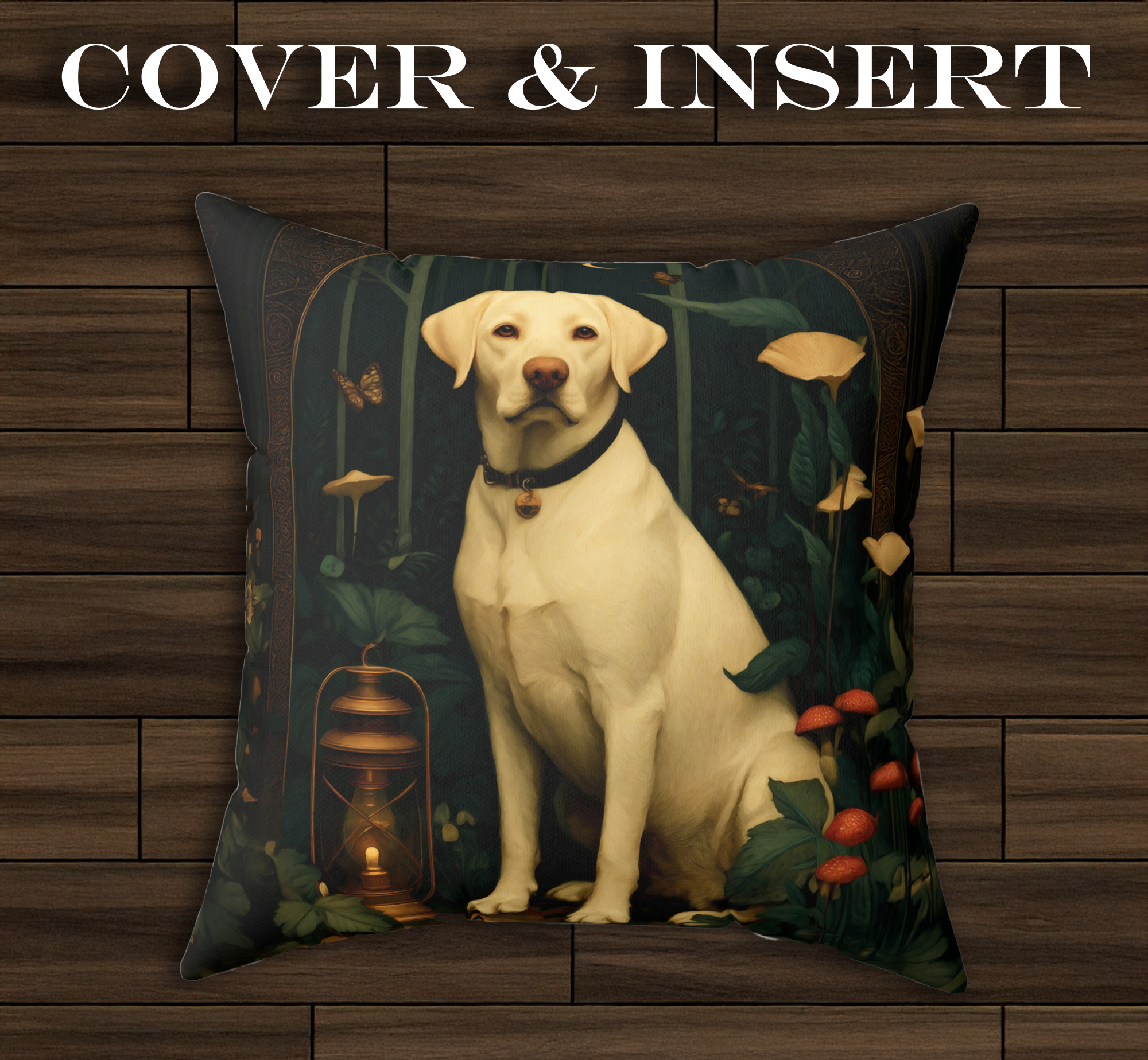The Moonlit Hound Pillow | The Forest Guardian Yellow Lab Throw Pillow