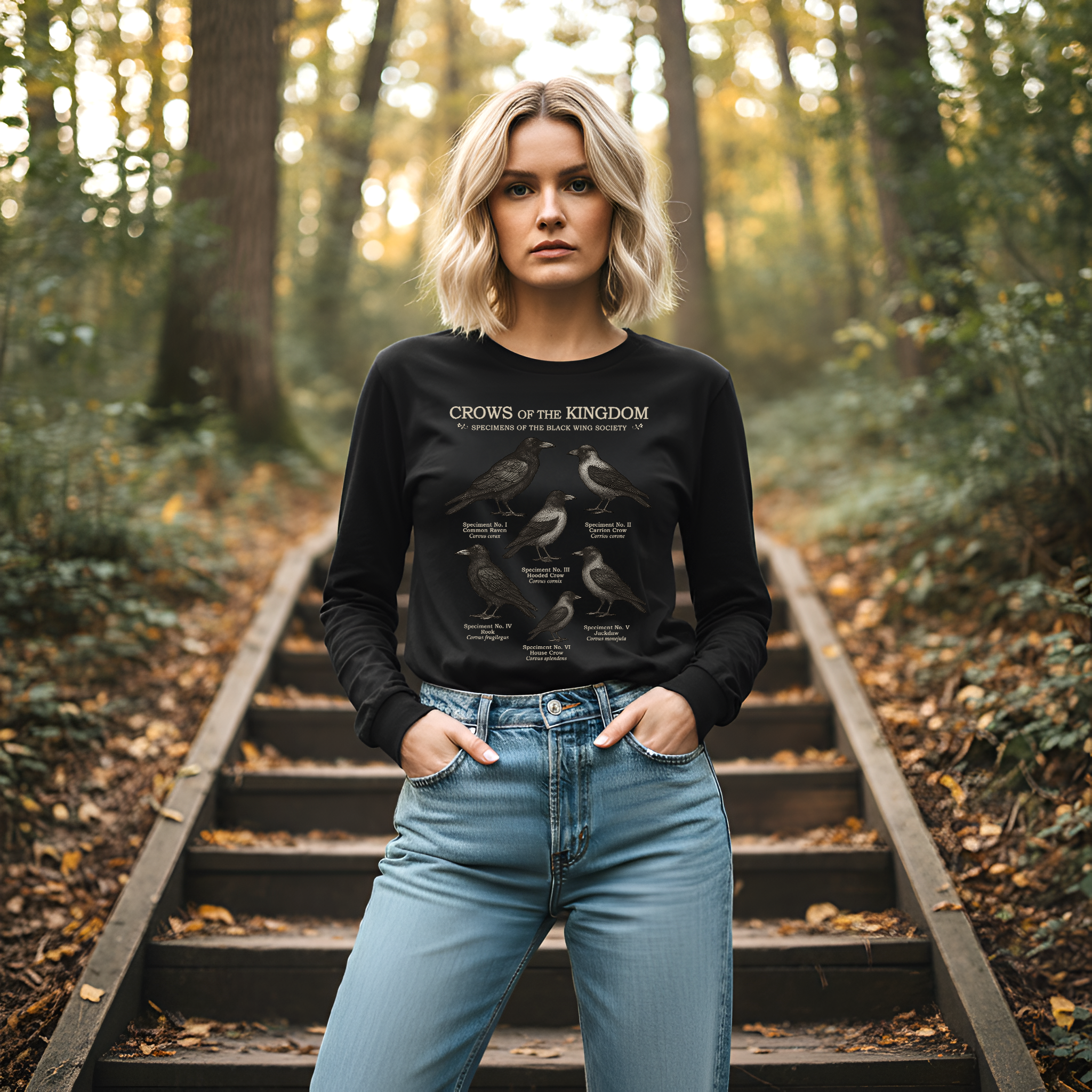 Crows of the Kingdom Long Sleeve Tee | Castlecore Crow study shirt medieval illustration and vintage fantasy