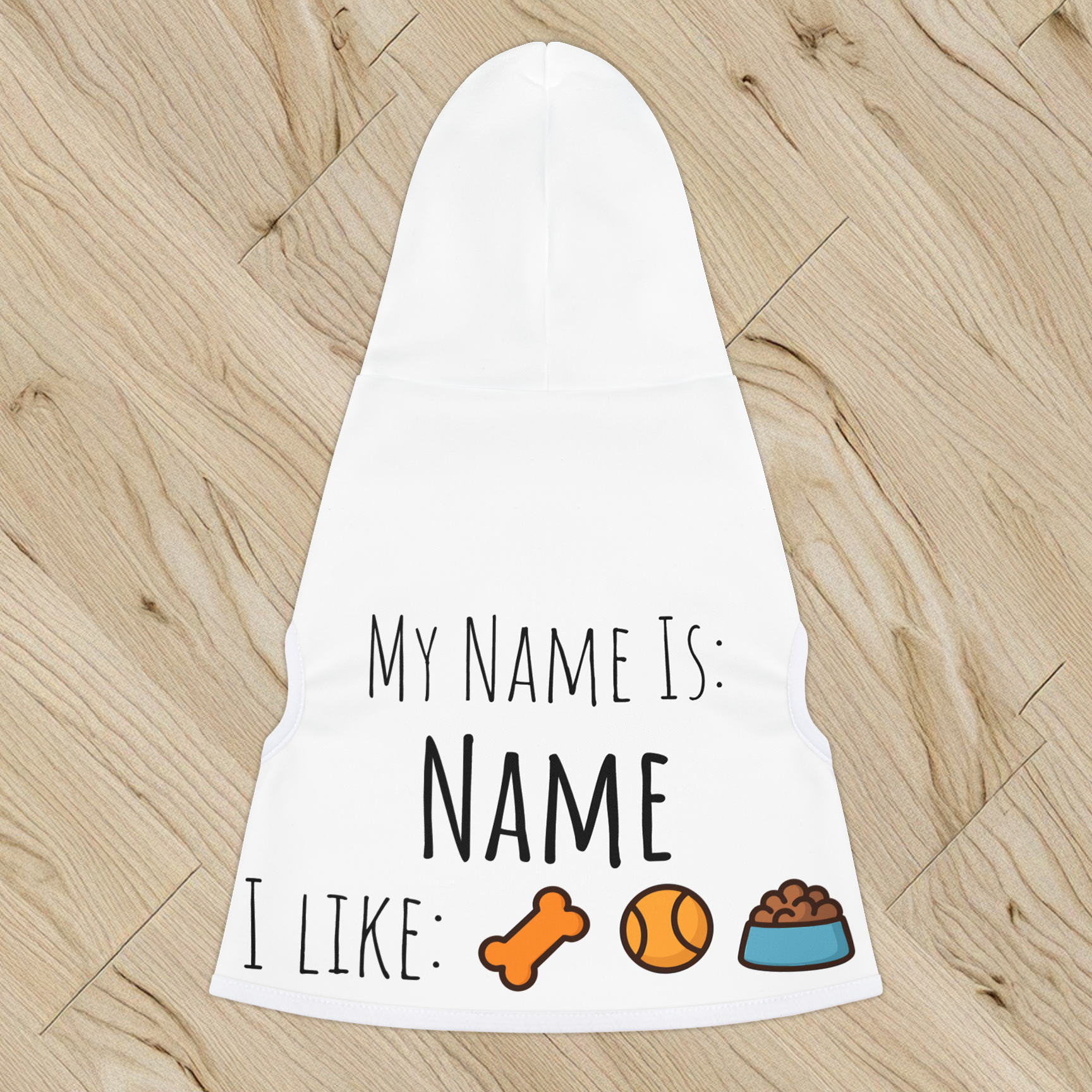 Dog Hoodie Personalized with Bone, Ball, and Food Bowl | Custom Dog Sweatshirt