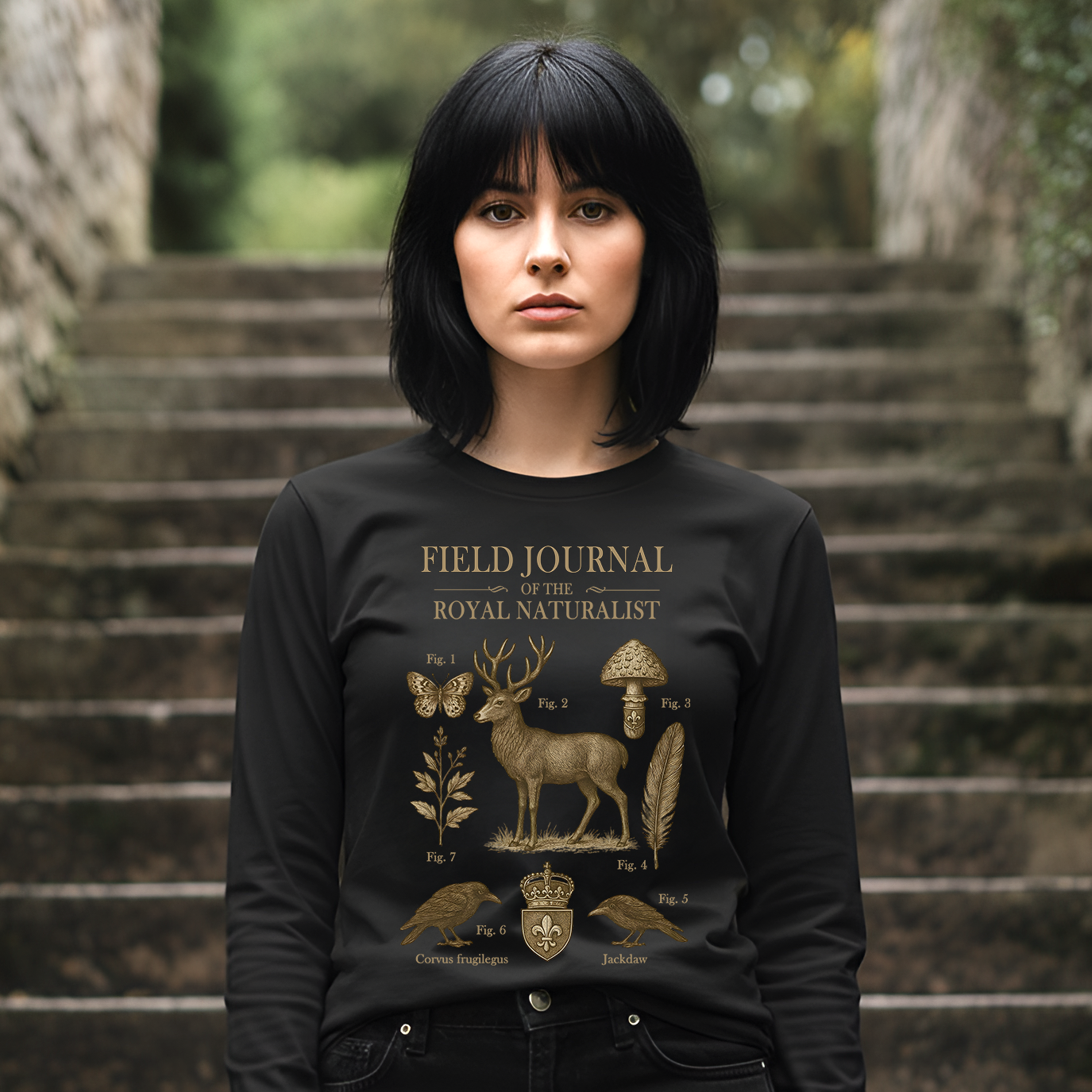 Field Journal of the Royal Naturalist Long Sleeve Tee | Castlecore nature study shirt inspired by medieval illustration and vintage fantasy