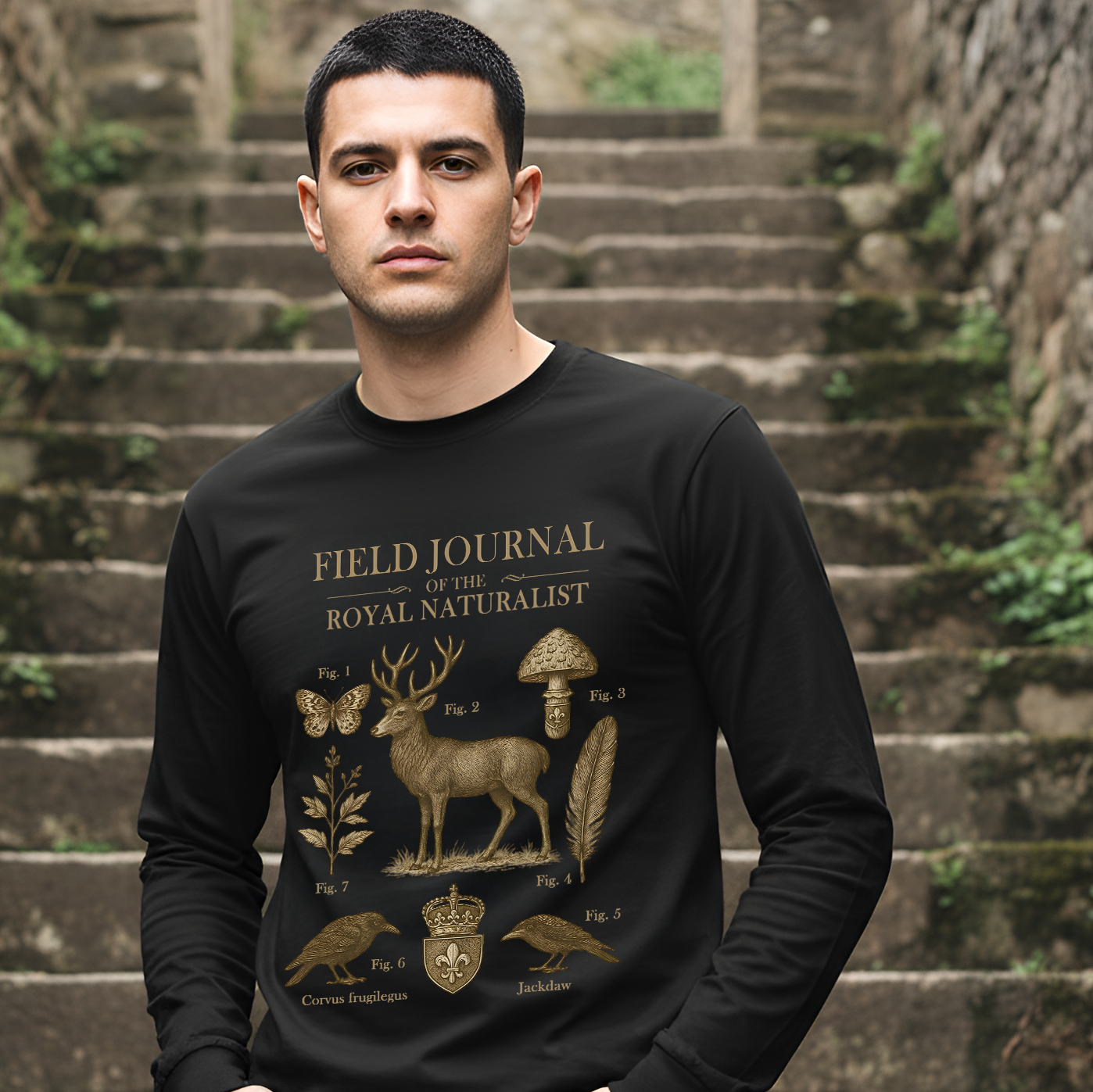 Field Journal of the Royal Naturalist Long Sleeve Tee | Castlecore nature study shirt inspired by medieval illustration and vintage fantasy