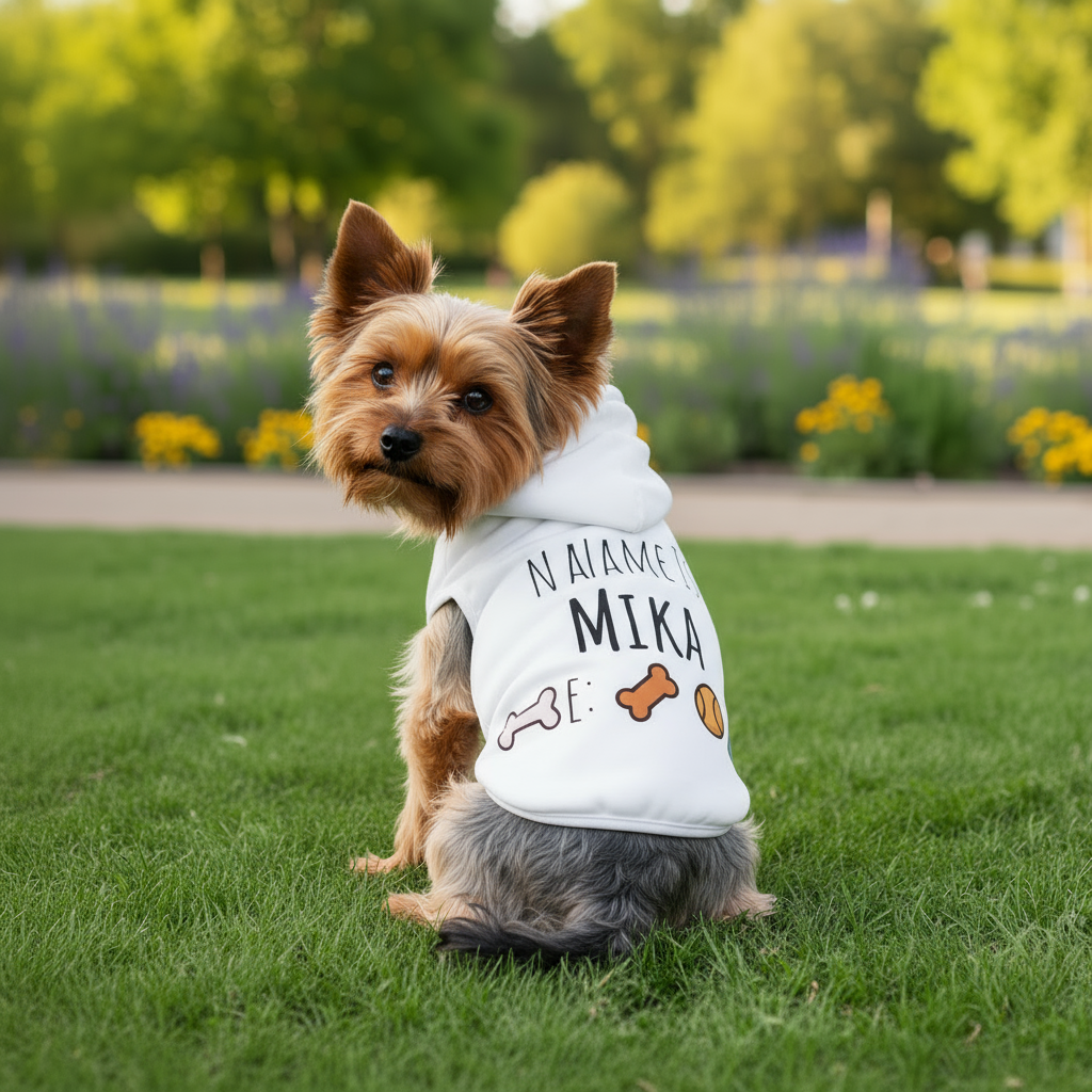 Dog Hoodie Personalized with Bone, Ball, and Food Bowl | Custom Dog Sweatshirt