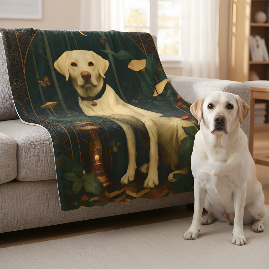Yellow Labrador Art Blanket | The Forest Garden Collection Throw for Lab Retriever Owners