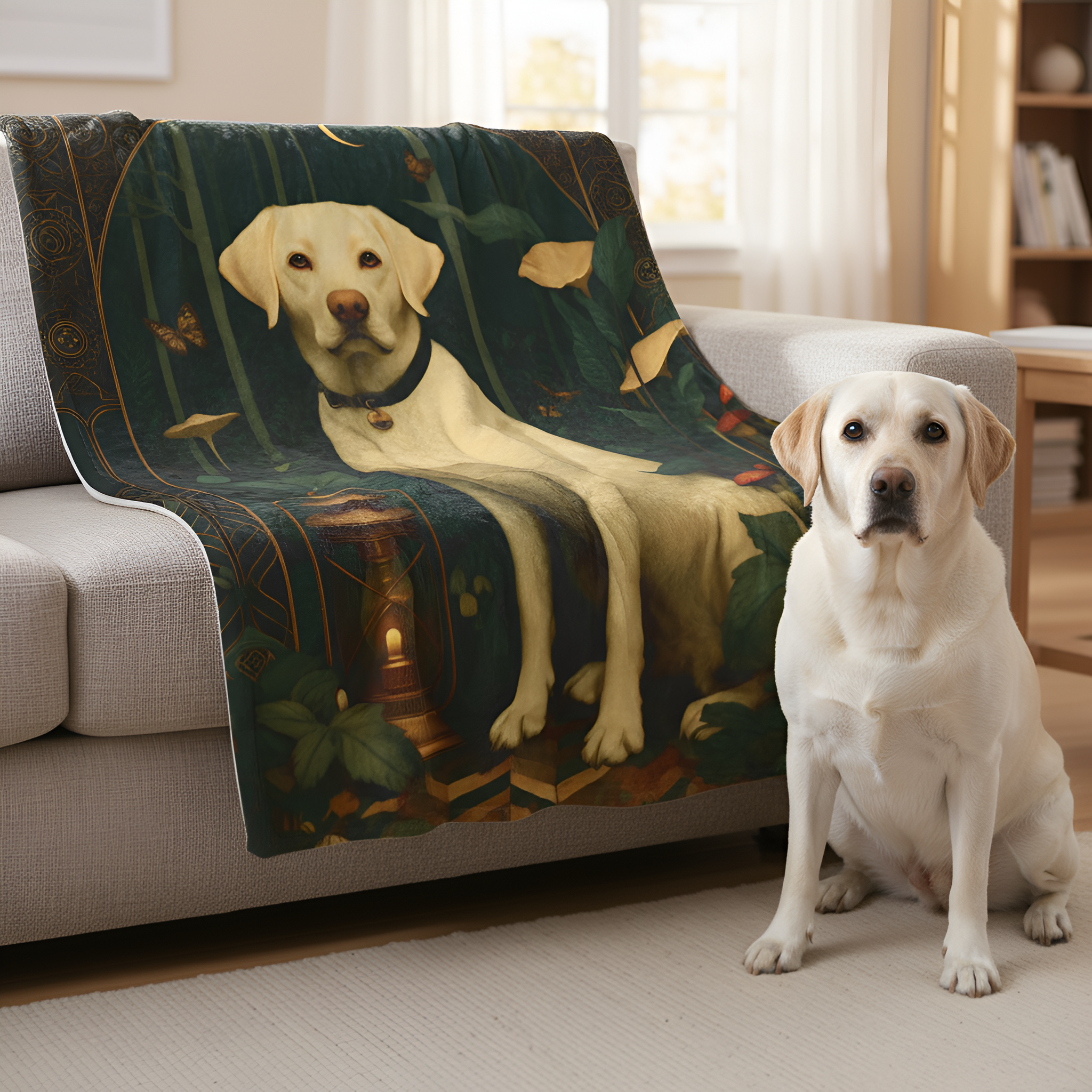Yellow Labrador Art Blanket | The Forest Garden Collection Throw for Lab Retriever Owners