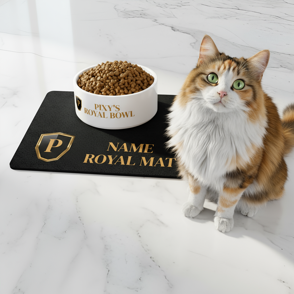 Gold Crest Monogram Bowl Pet Bowl | Personalized Gold Monogram Ceramic